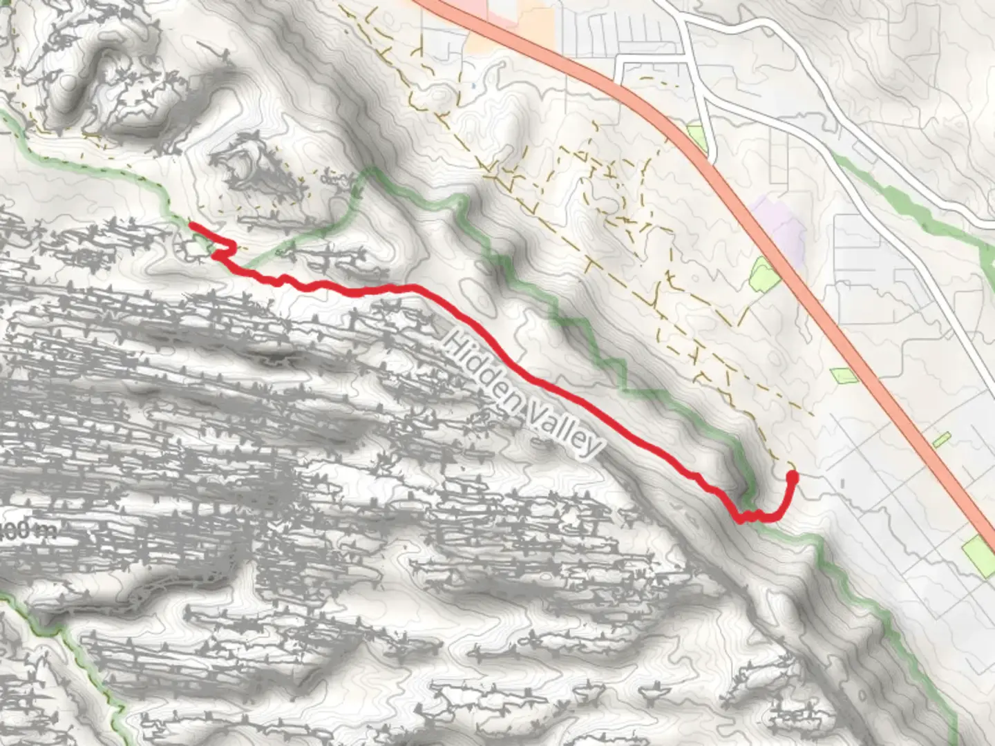 An image depicting the trail Hidden Valley Trail and its surrounding area.