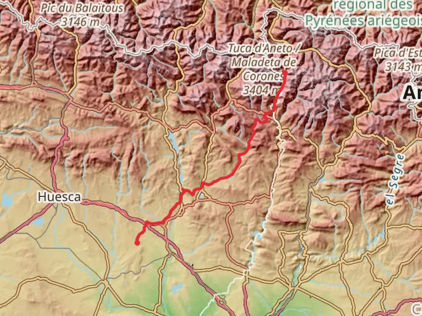 An image depicting the trail GR 17 - Conangles - Berbegal and its surrounding area.