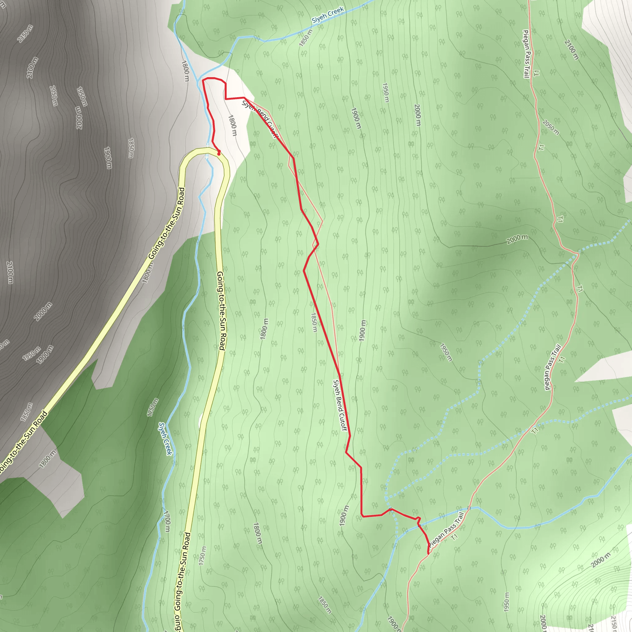 Siyeh Bend Trail mobile static map