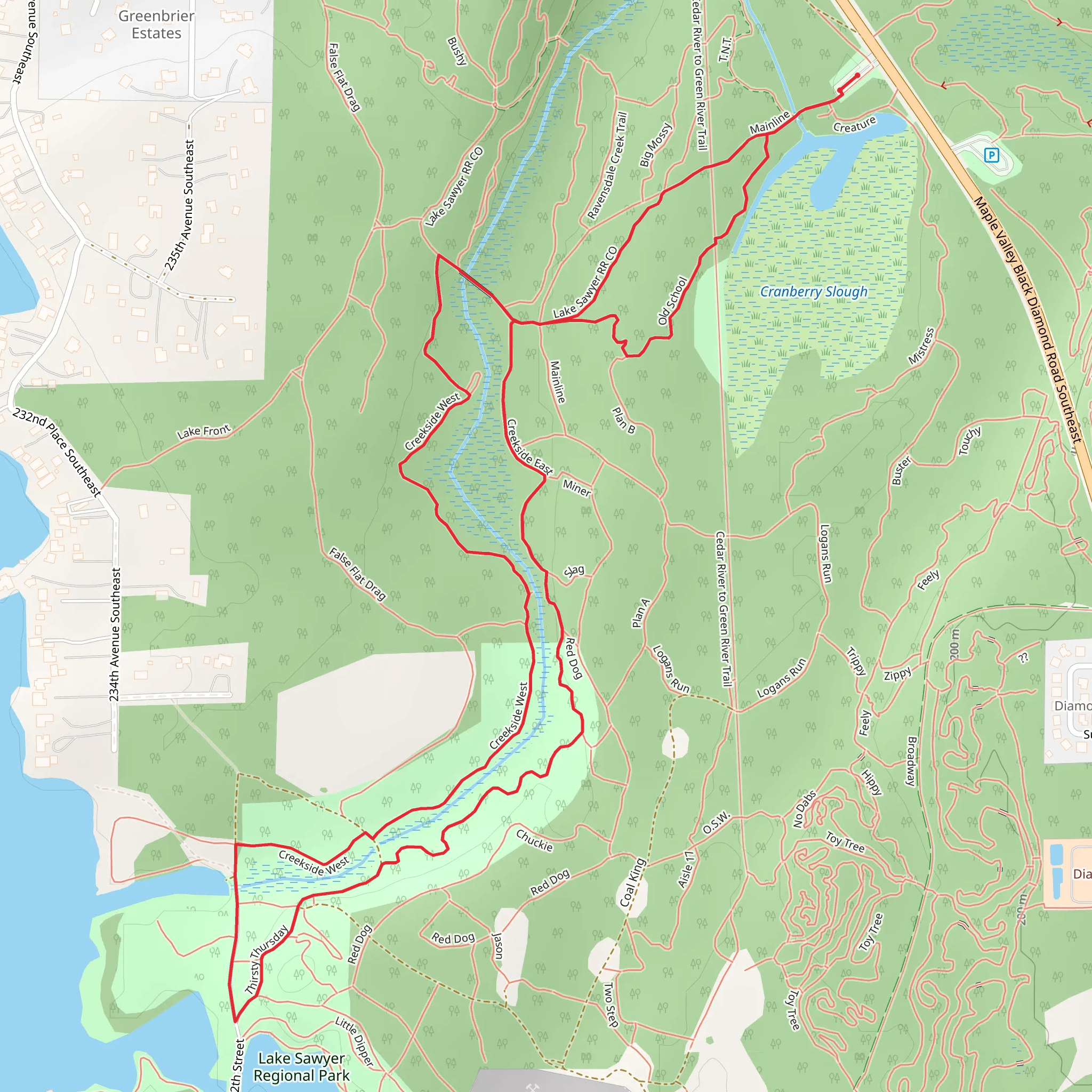 Mainline and Creekside East Loop mobile static map