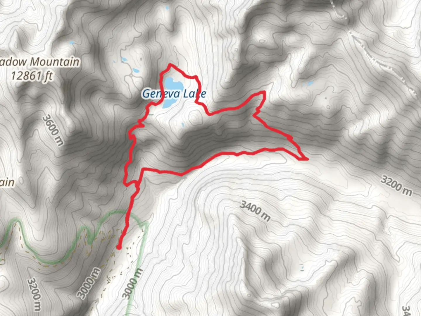 An image depicting the trail Geneva Lake via North Fork Crystal River Loop and its surrounding area.