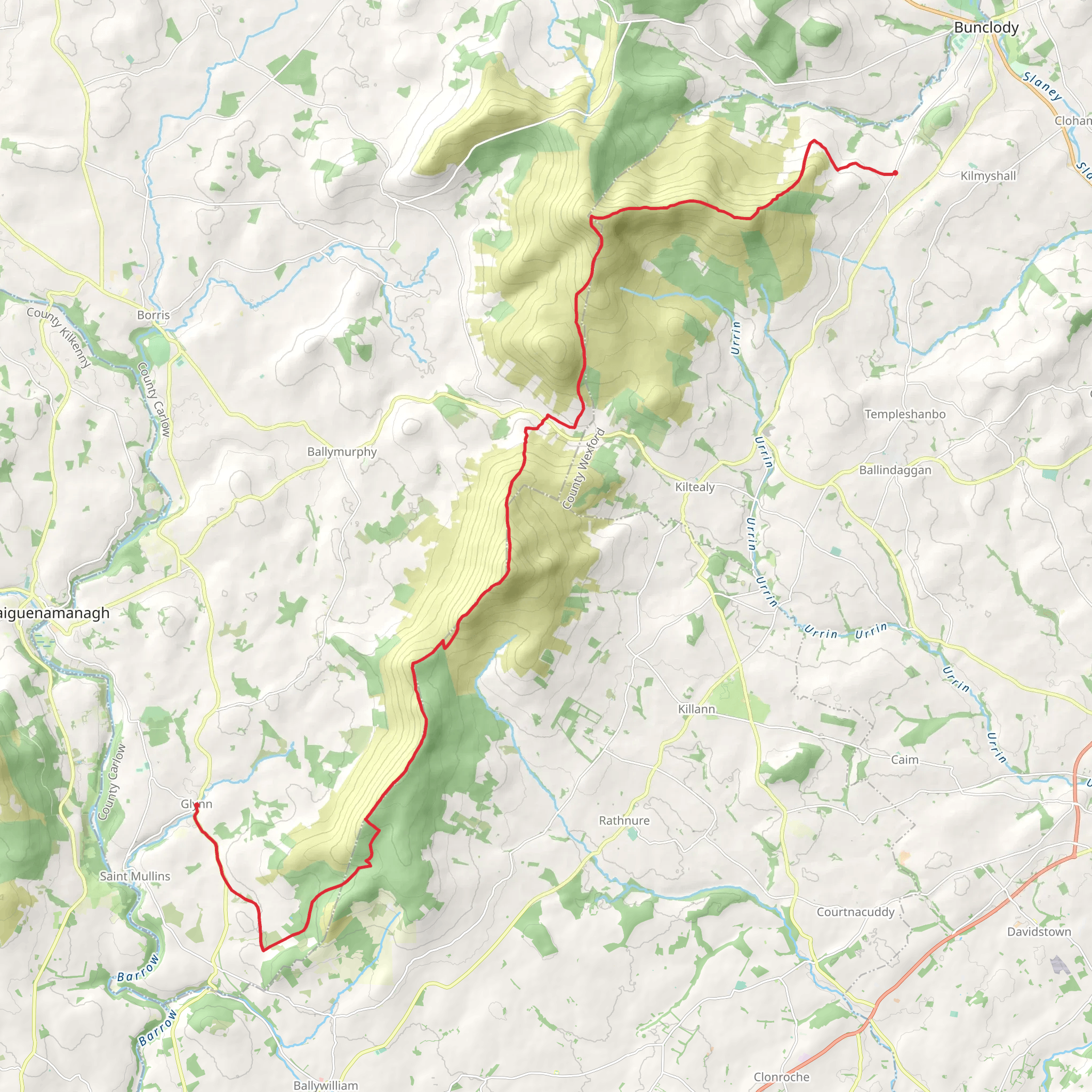 Mount Leinster to Glynn Walk mobile static map