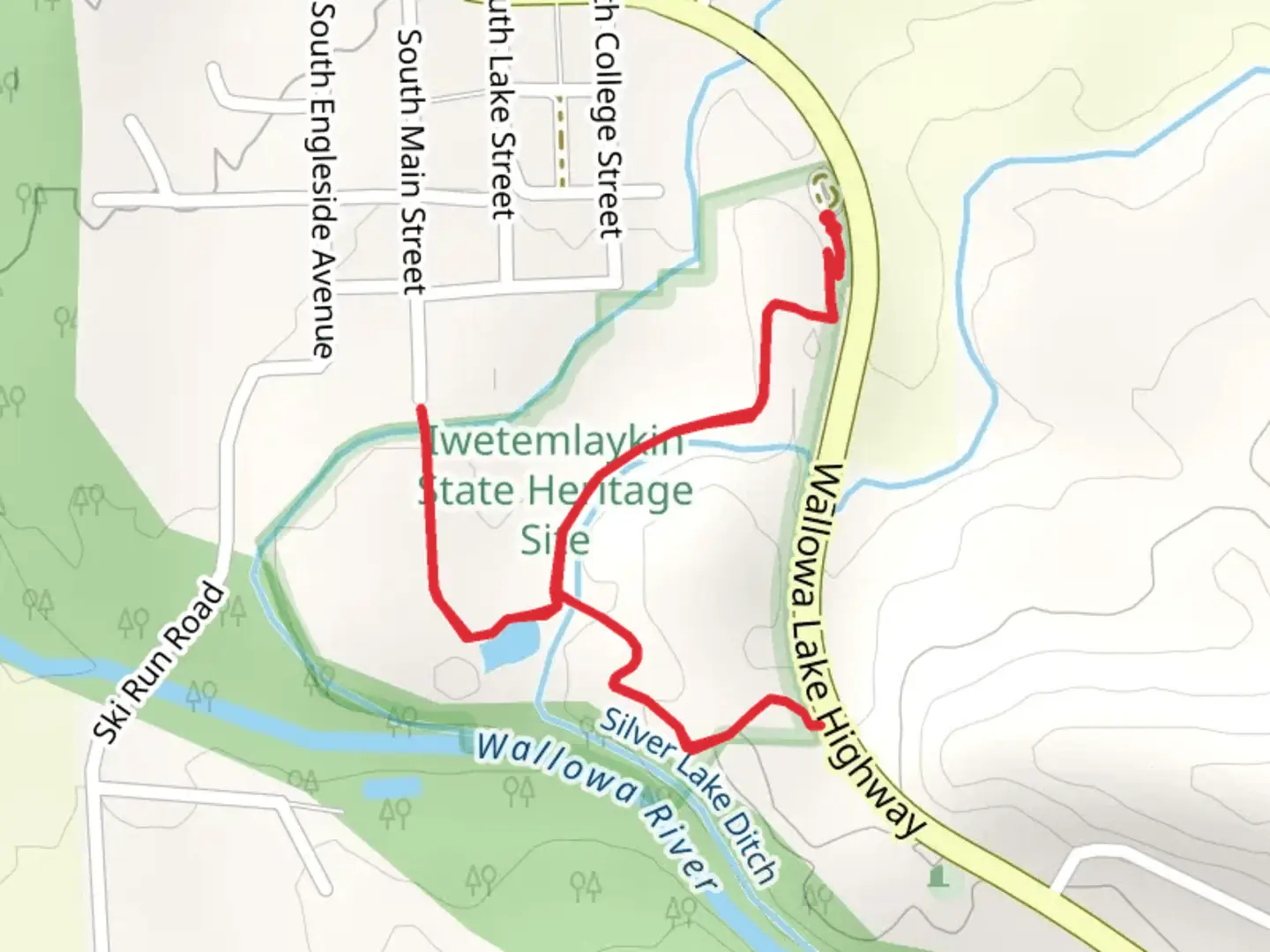 An image depicting the trail Knight Pond via Farmer Ditch and Silver Lake Ditch and its surrounding area.