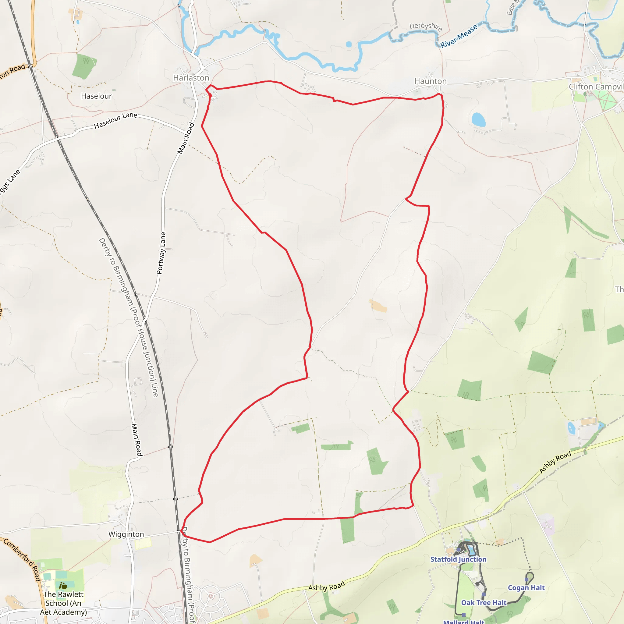 Harlaston Country Park Loop mobile static map