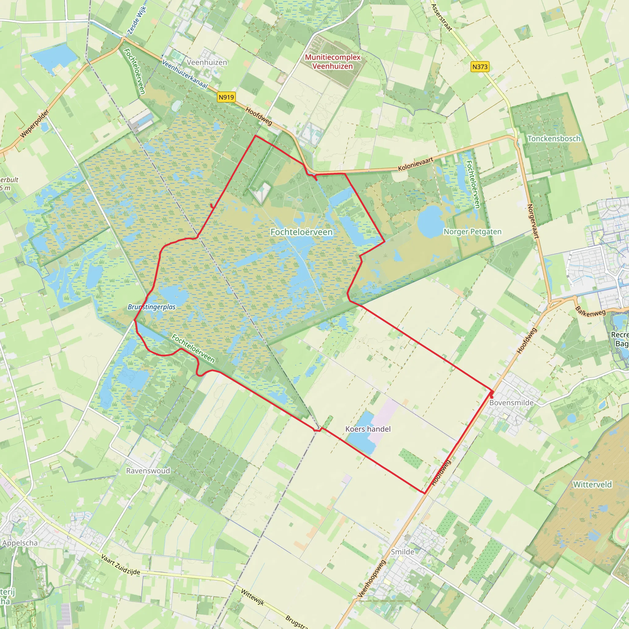 Fochteloeerveen Loop Via Kolonievaart mobile static map