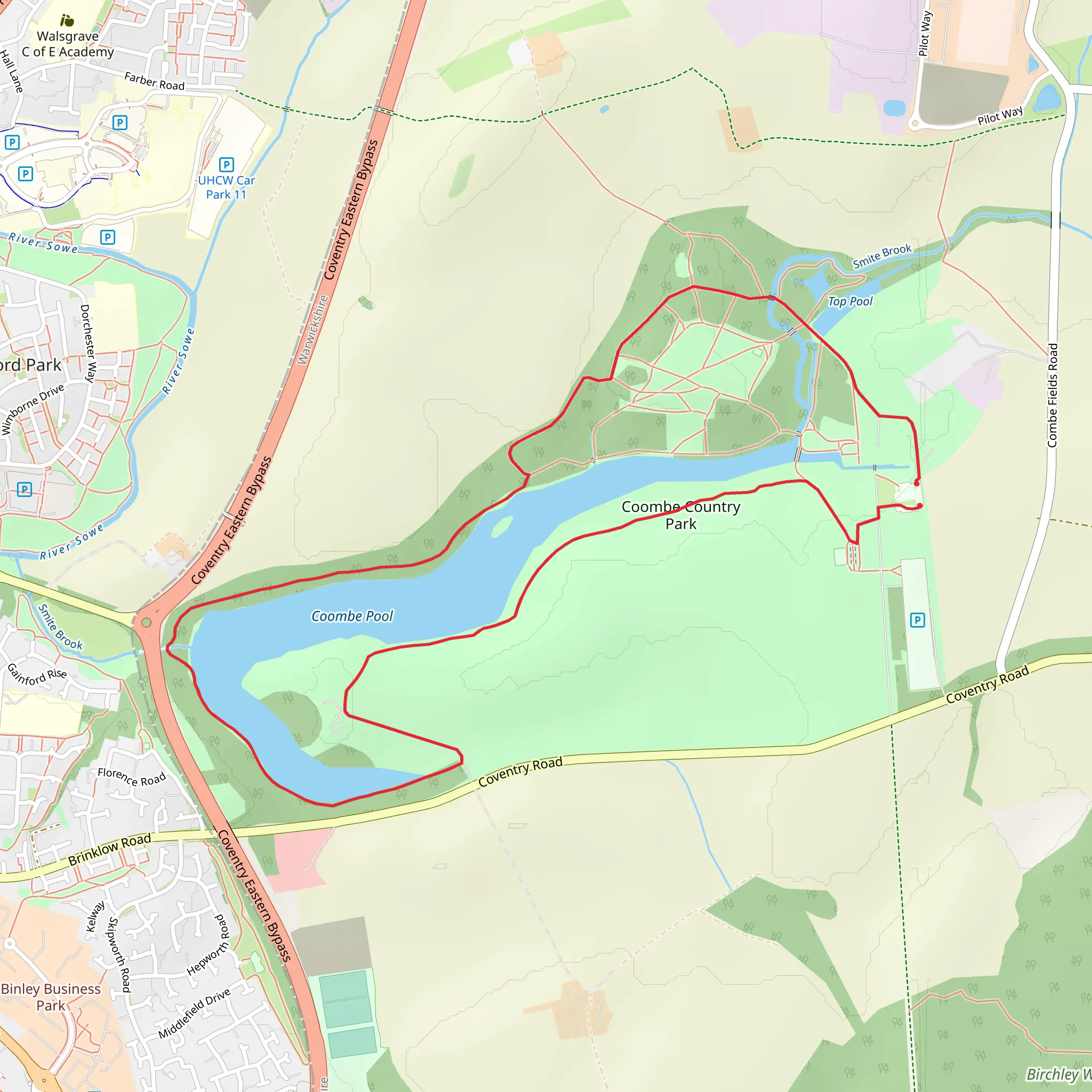 Coombe Country Park Loop mobile static map