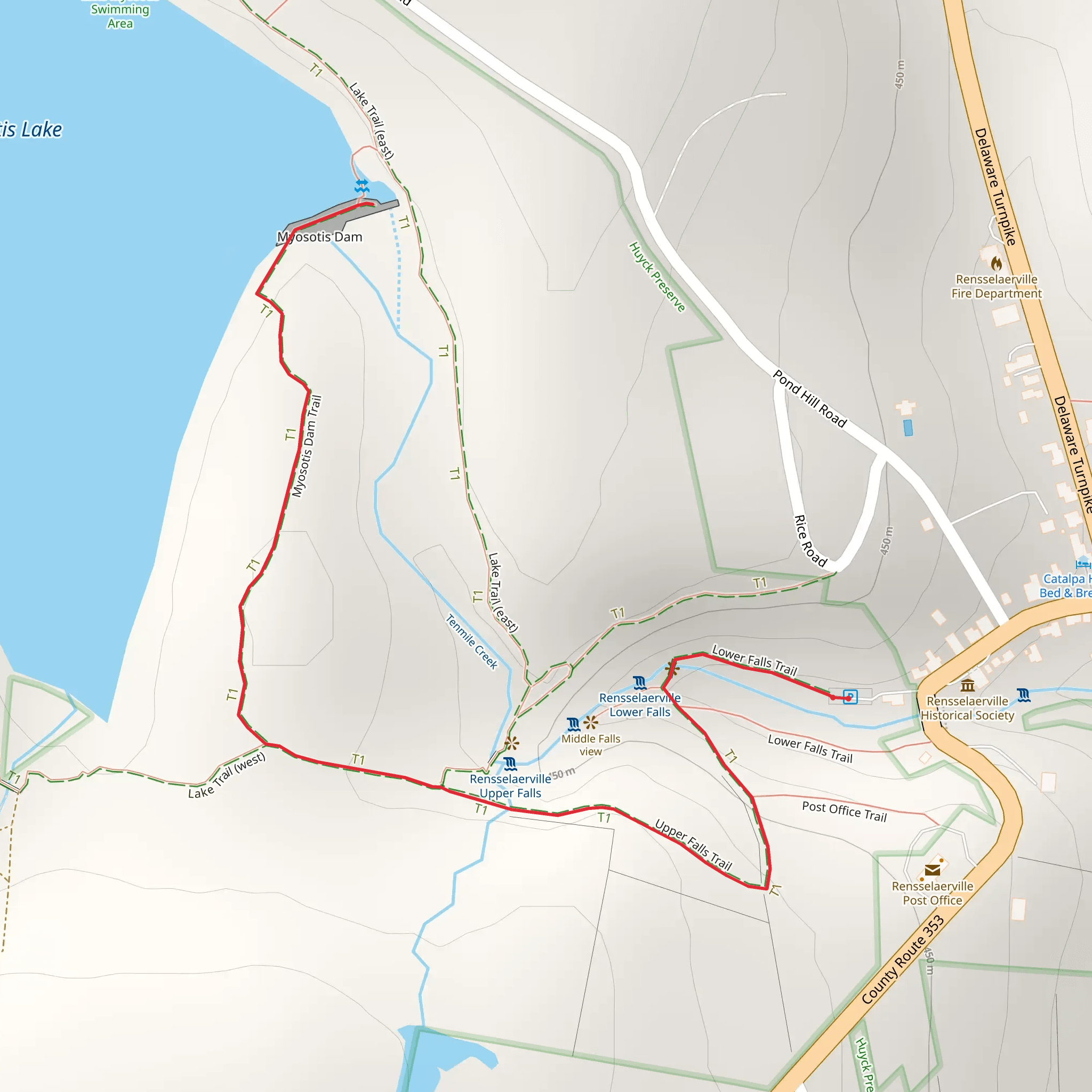 Myosotis Lake and Rensselaerville Falls mobile static map