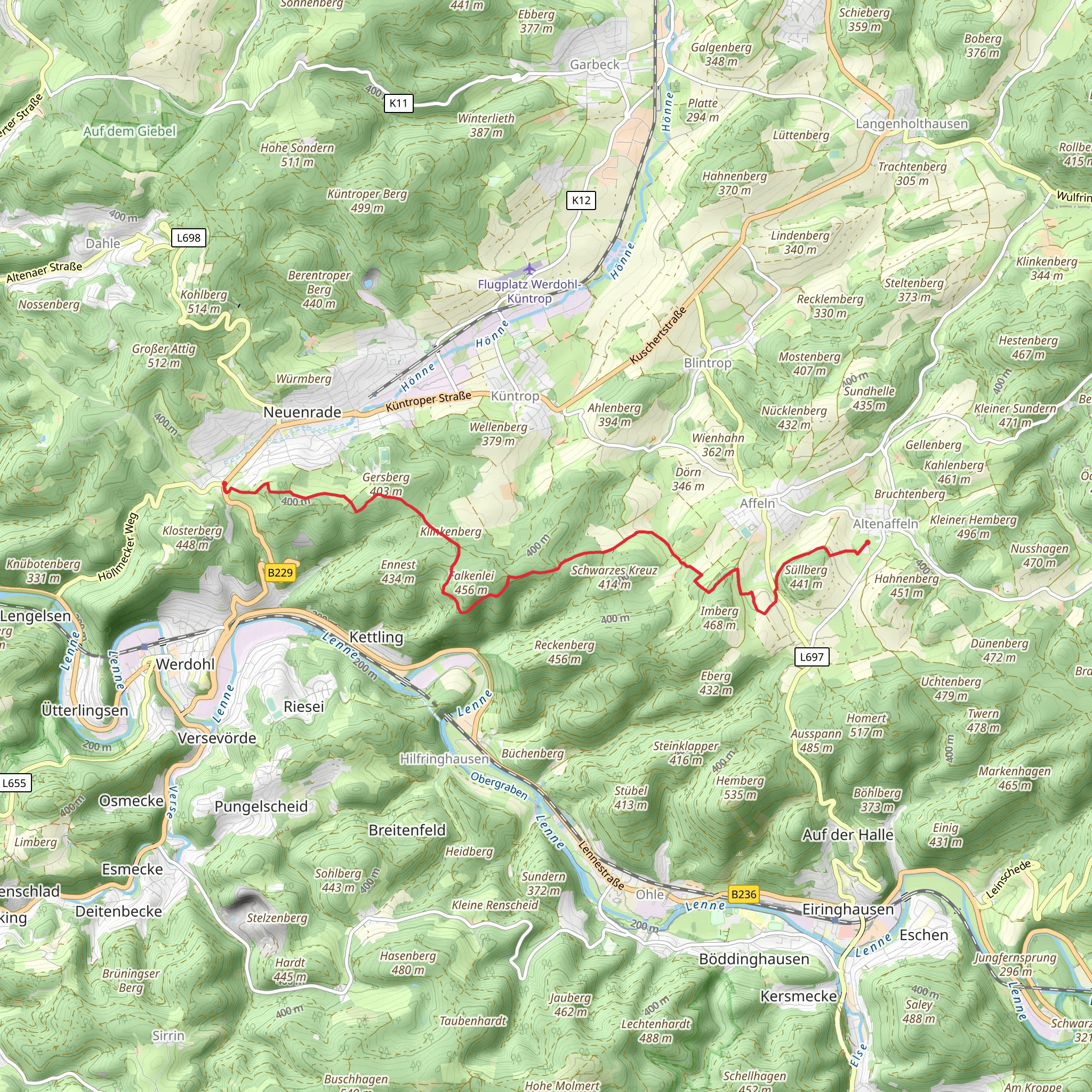 Neuenrade to Affeln Walk via Gersberg mobile static map