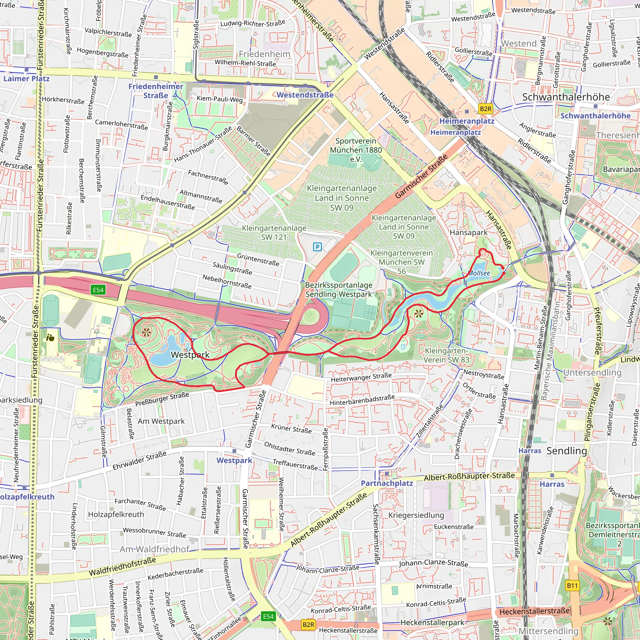 Westpark and Mollsee Loop mobile static map
