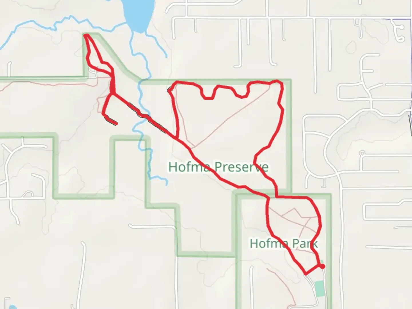 An image depicting the trail Hofma Preserve Loop and its surrounding area.