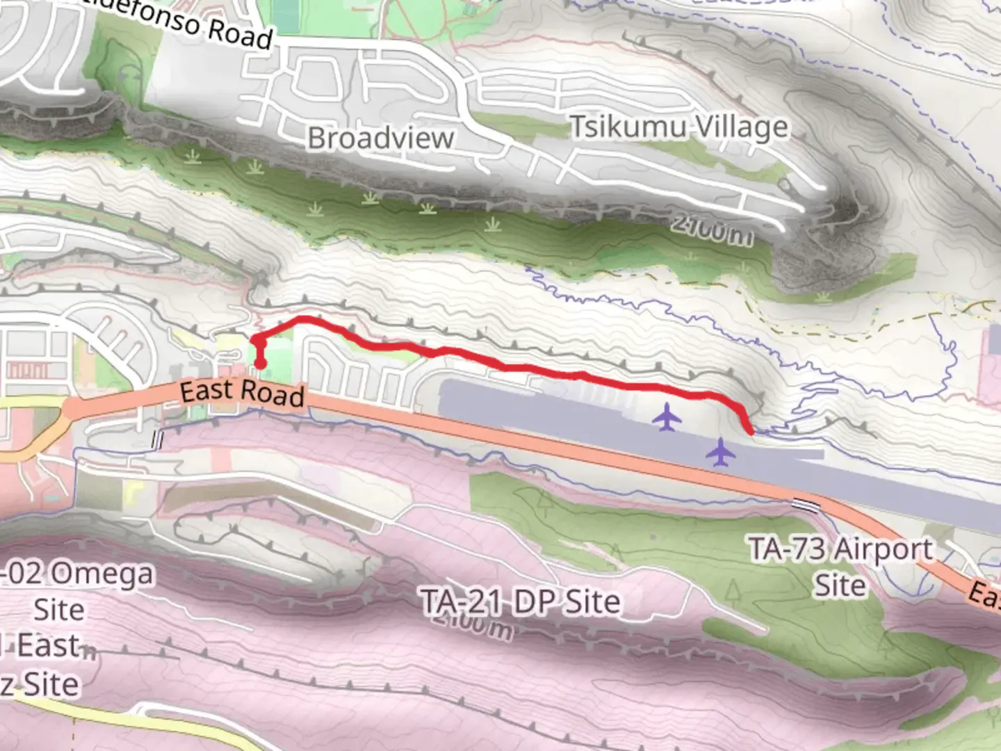 An image depicting the trail Pueblo Canyon rim Trail - Short and its surrounding area.