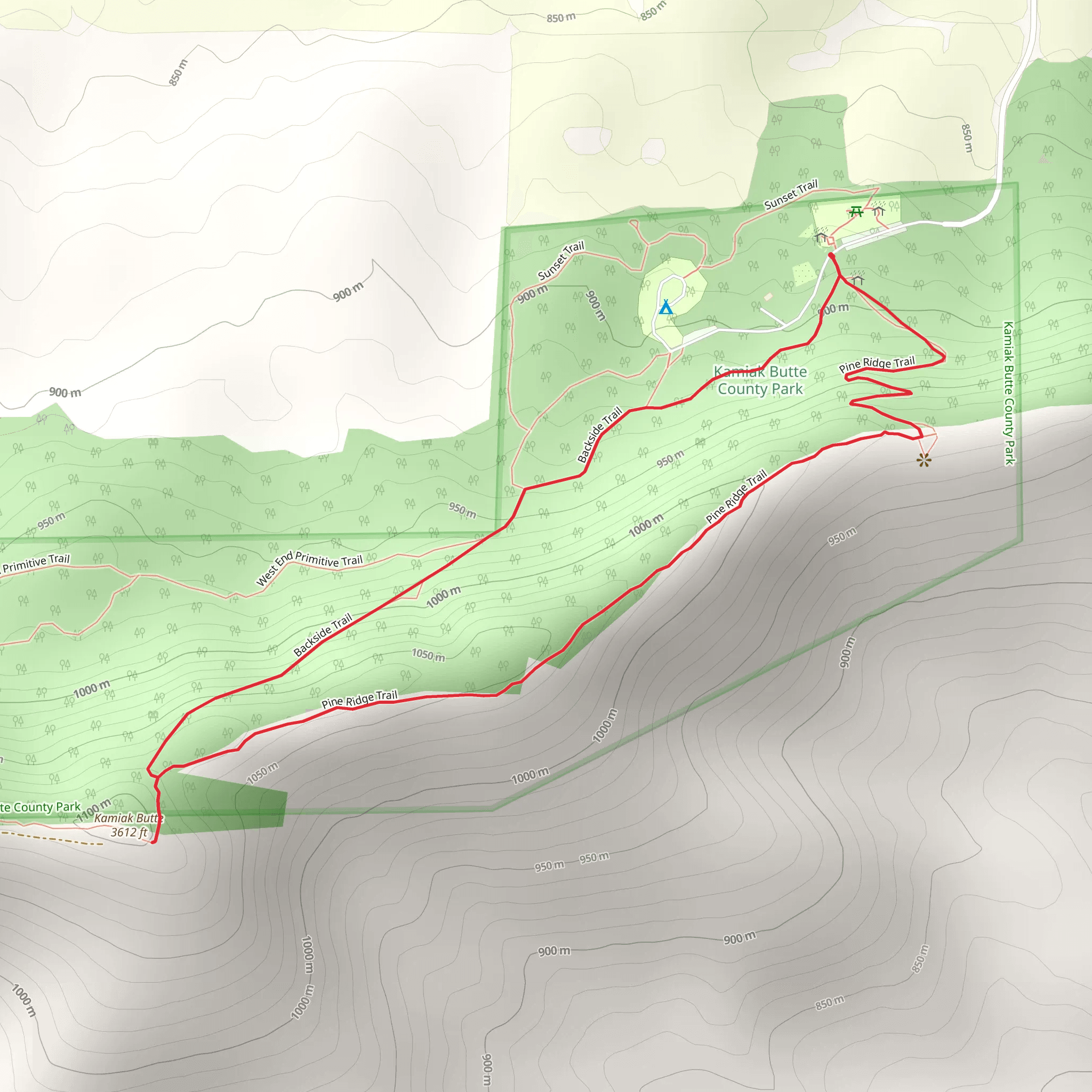 Pine Ridge Trail and Backside Trail mobile static map