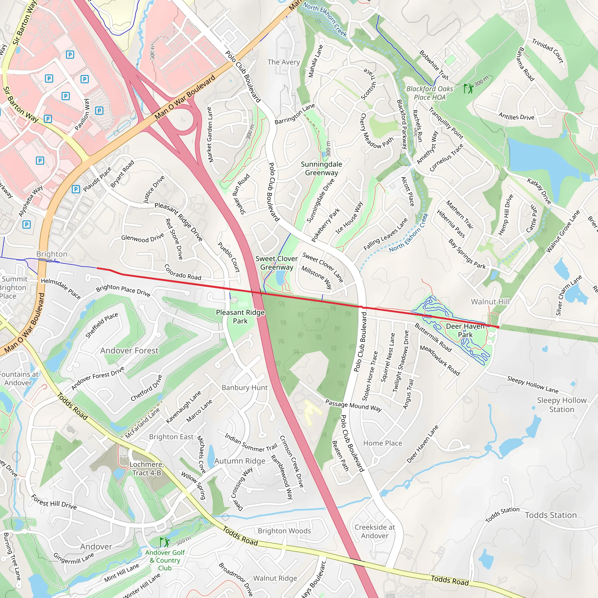 Brighton East Rail Trail via Deer Have Park mobile static map