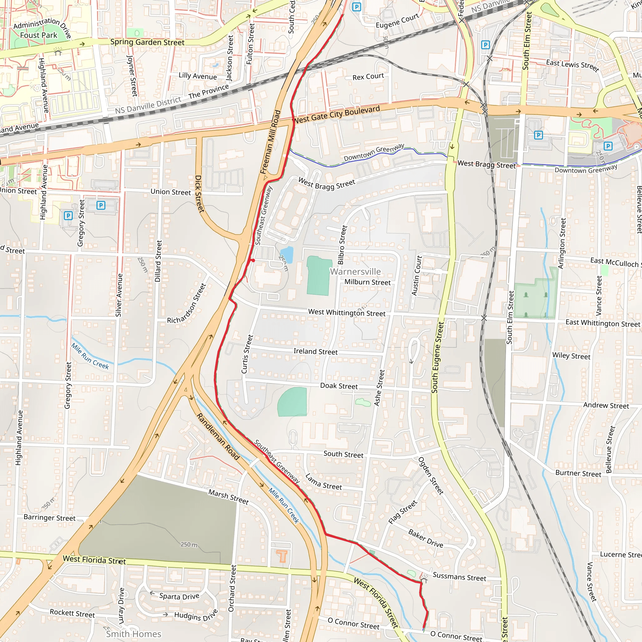 Southeast Greenway mobile static map