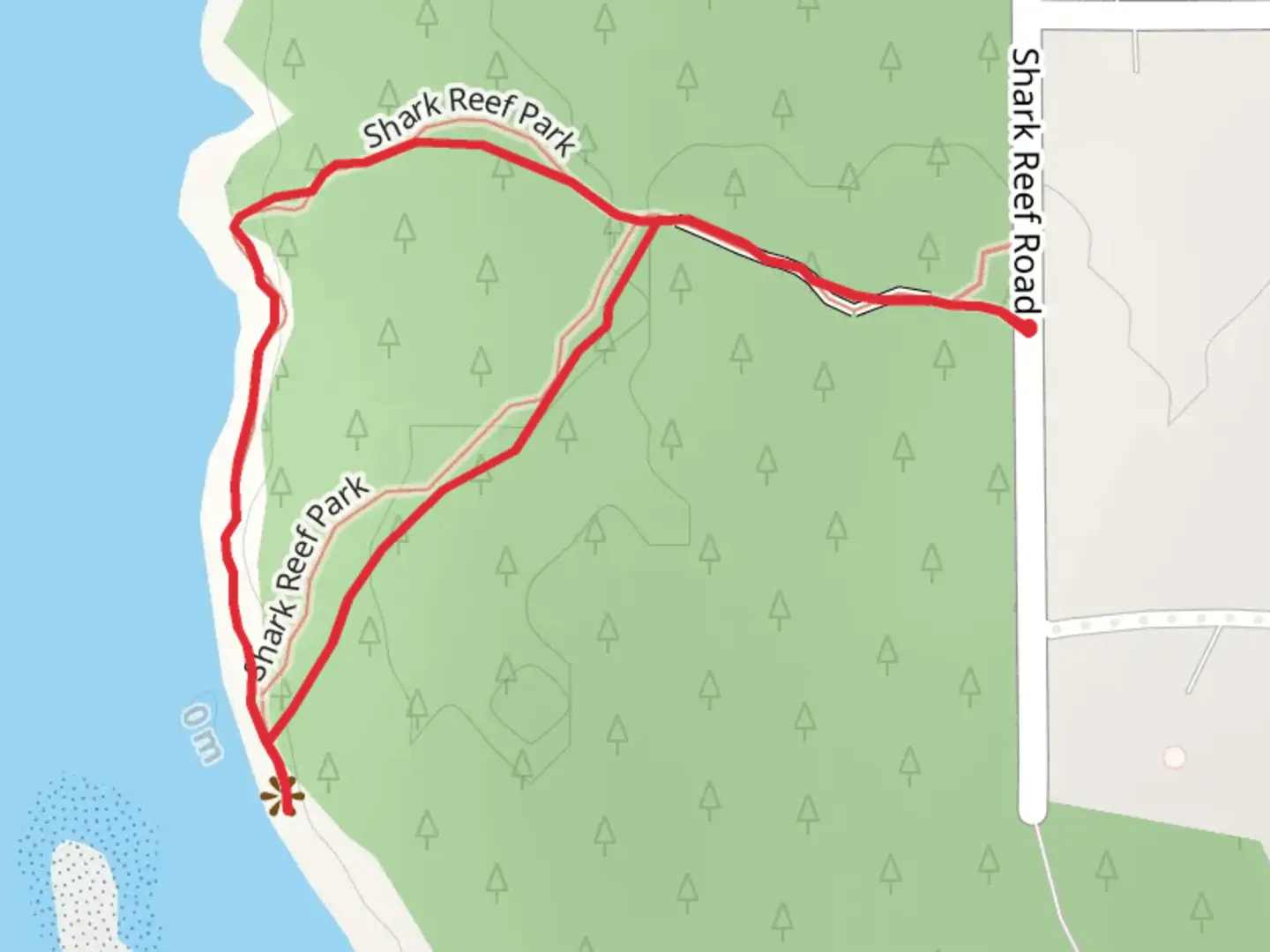 An image depicting the trail Shark Reef Park Loop and its surrounding area.