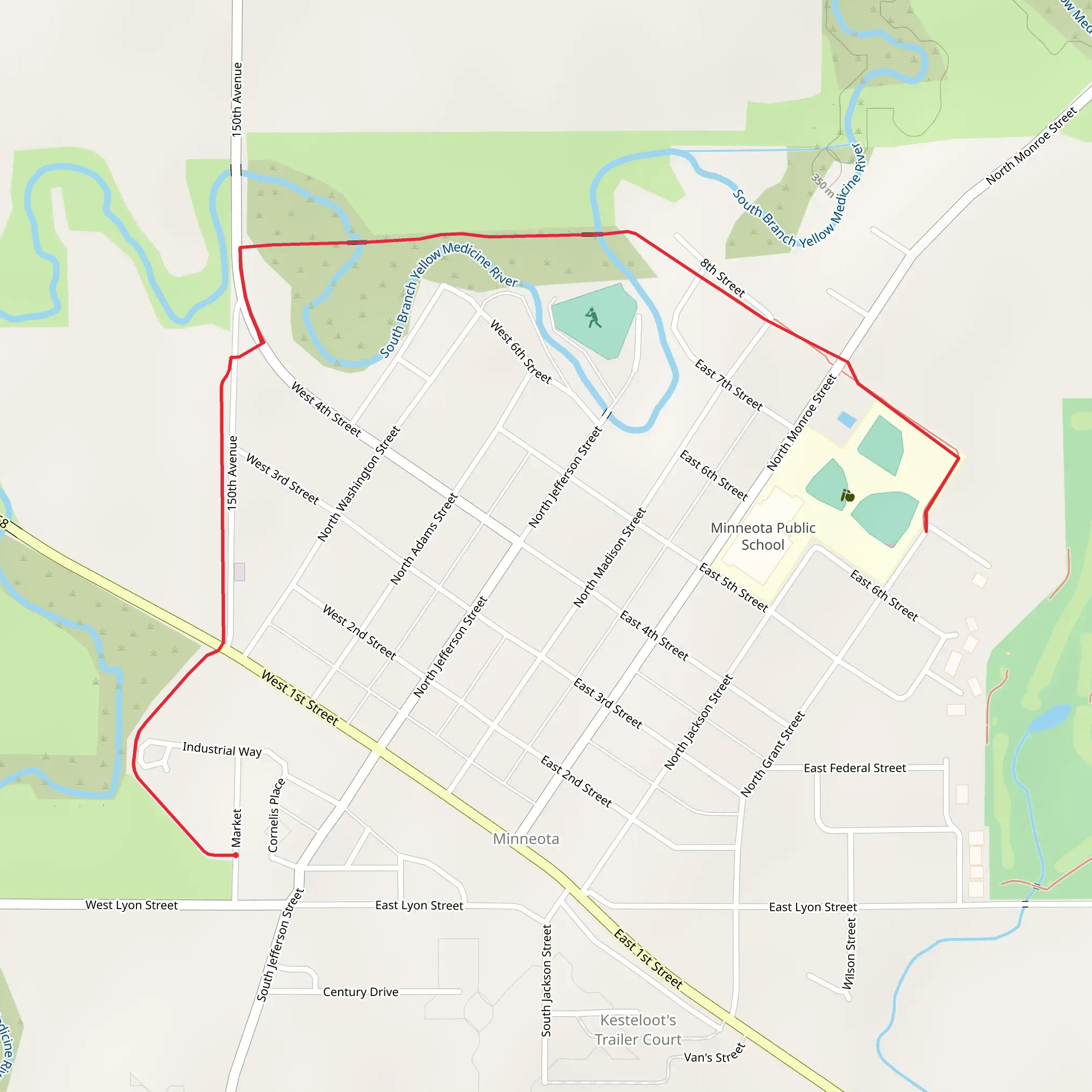 South Branch Yellow Medicine River Out and Back mobile static map