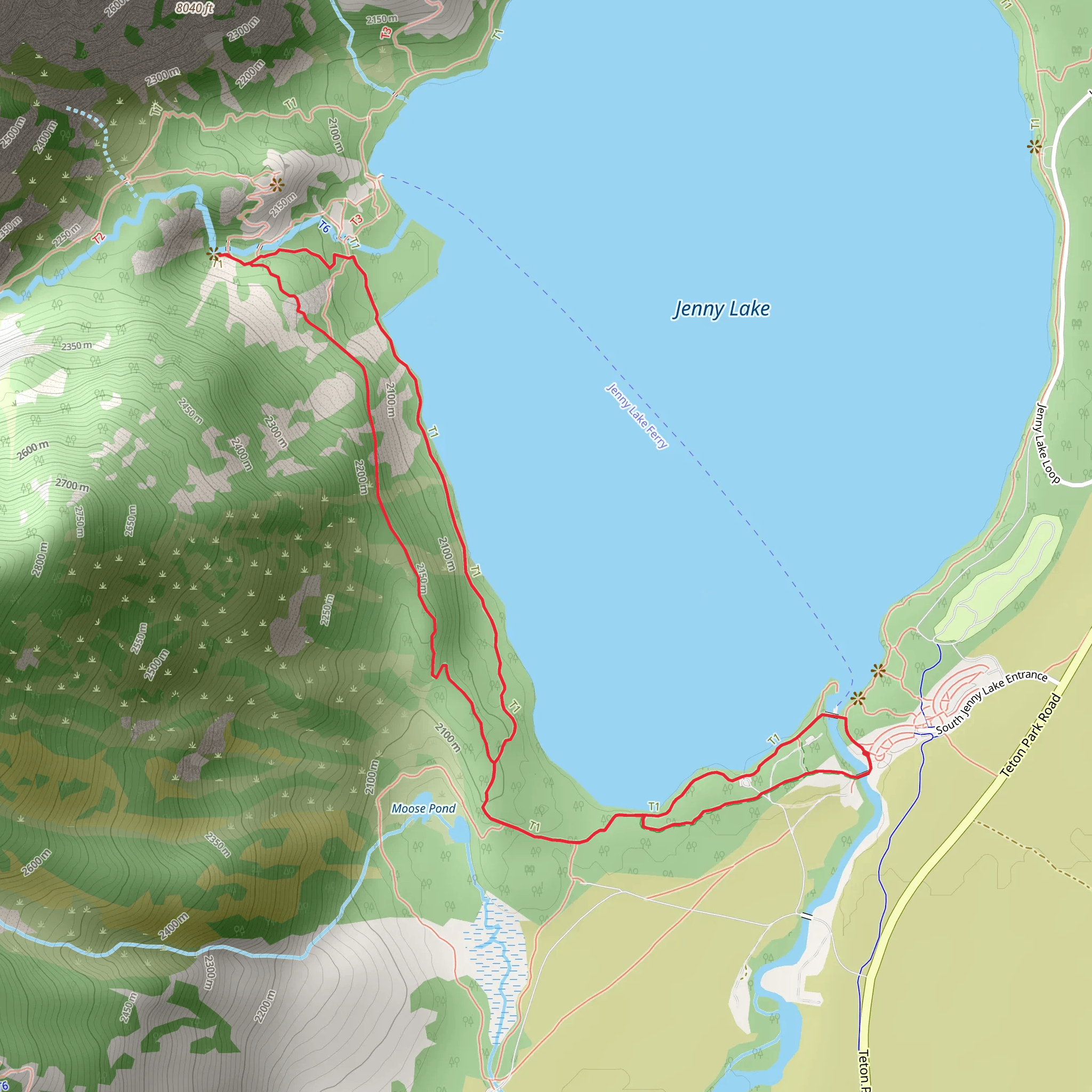 Jenny Lake Horse Trail and Jenny Lake Loop Trail mobile static map