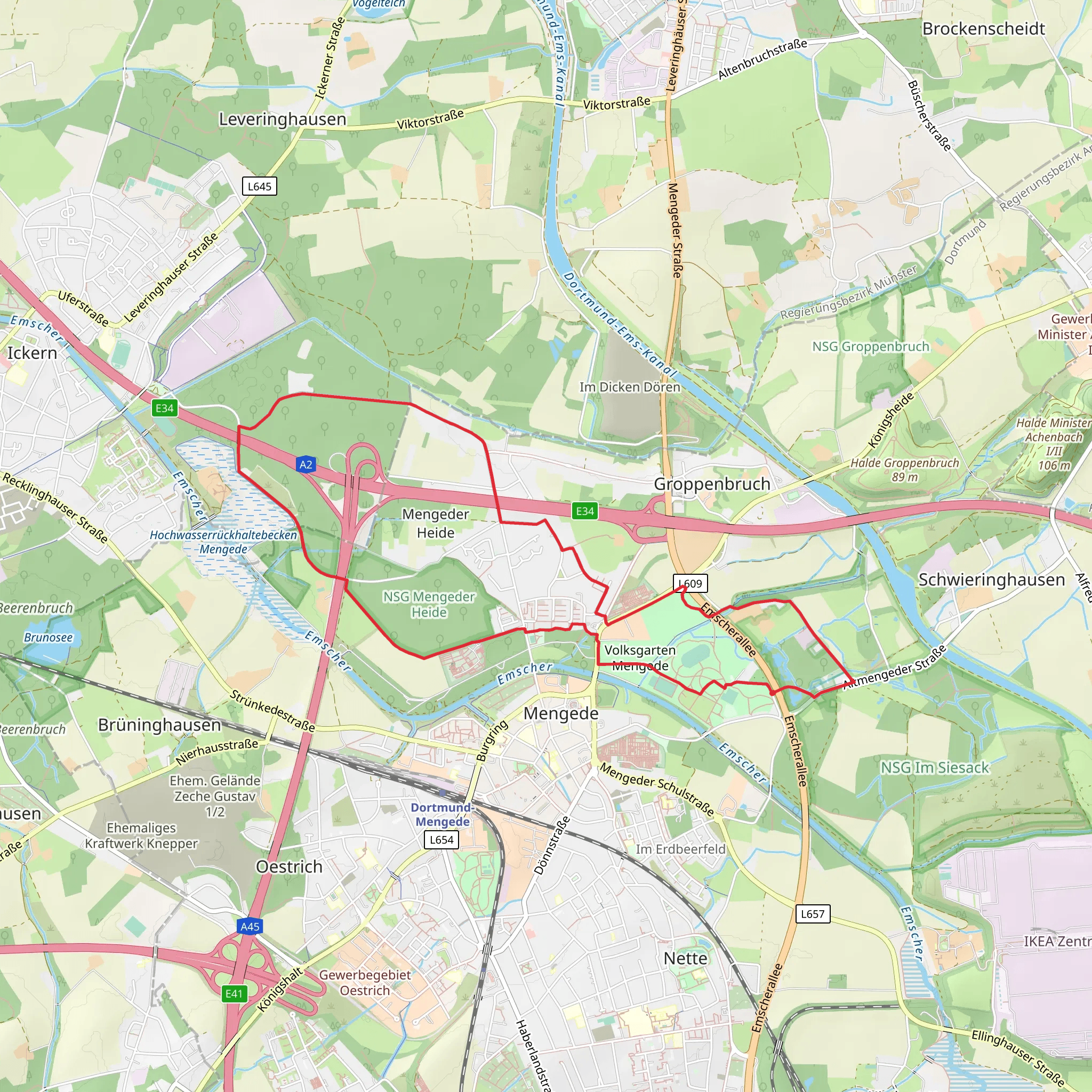 Mengede Rundweg mobile static map