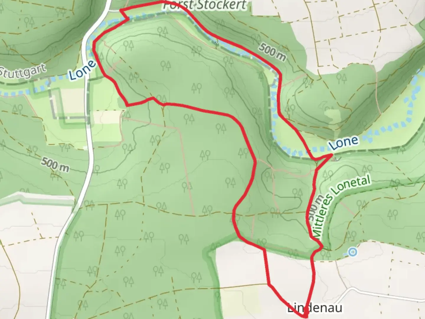 An image depicting the trail Neandertalerweg and Ellwangen - Ulm and its surrounding area.