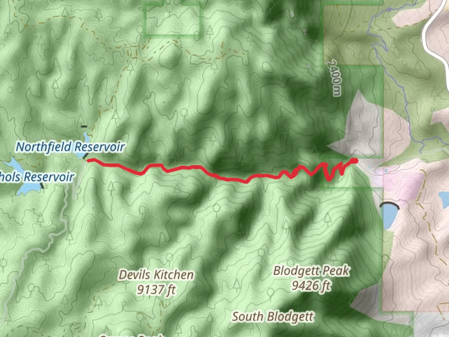 An image depicting the trail Northfield Reservoir and its surrounding area.