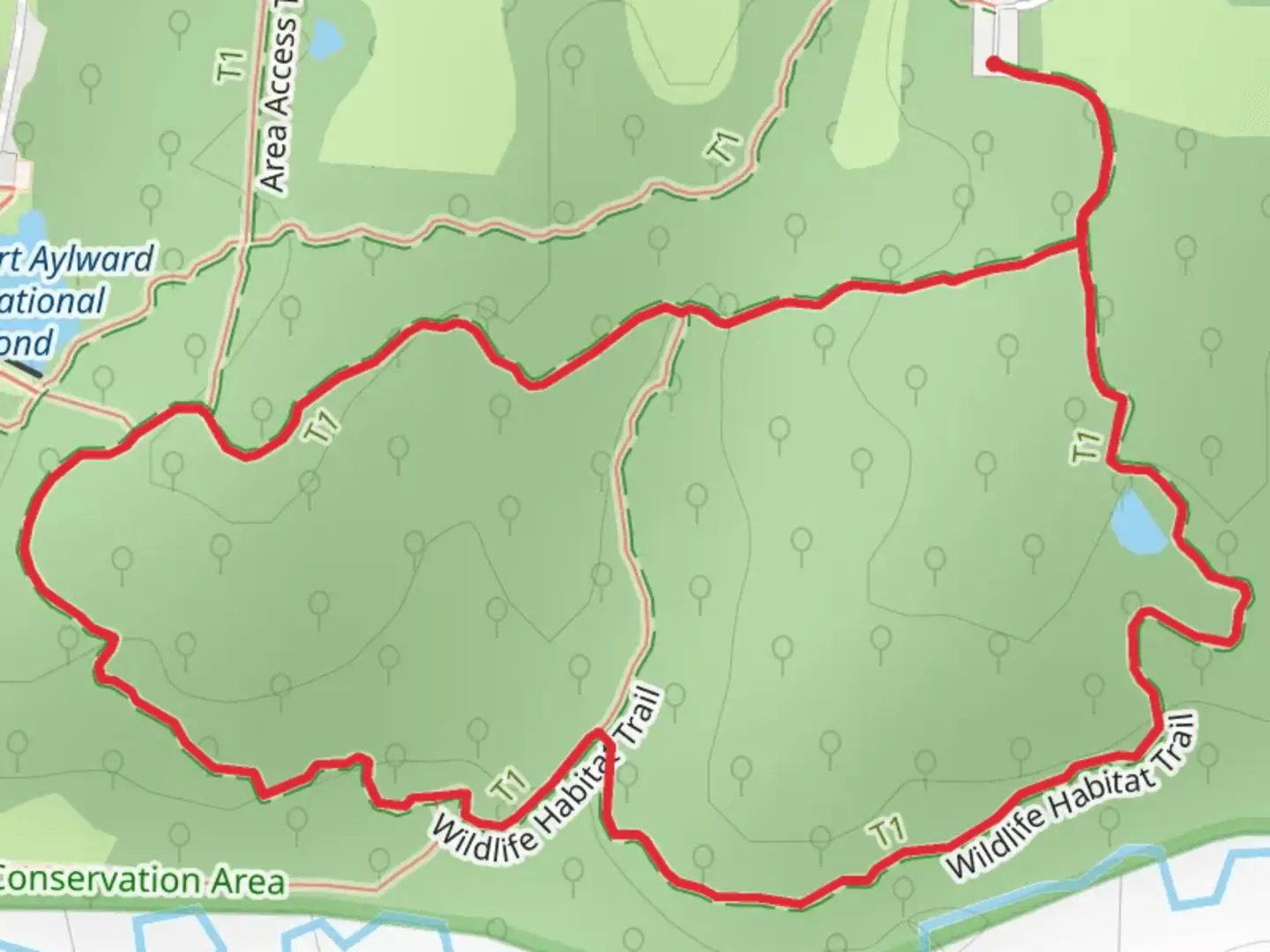 An image depicting the trail Wildlife Habitat Loop Trail and its surrounding area.