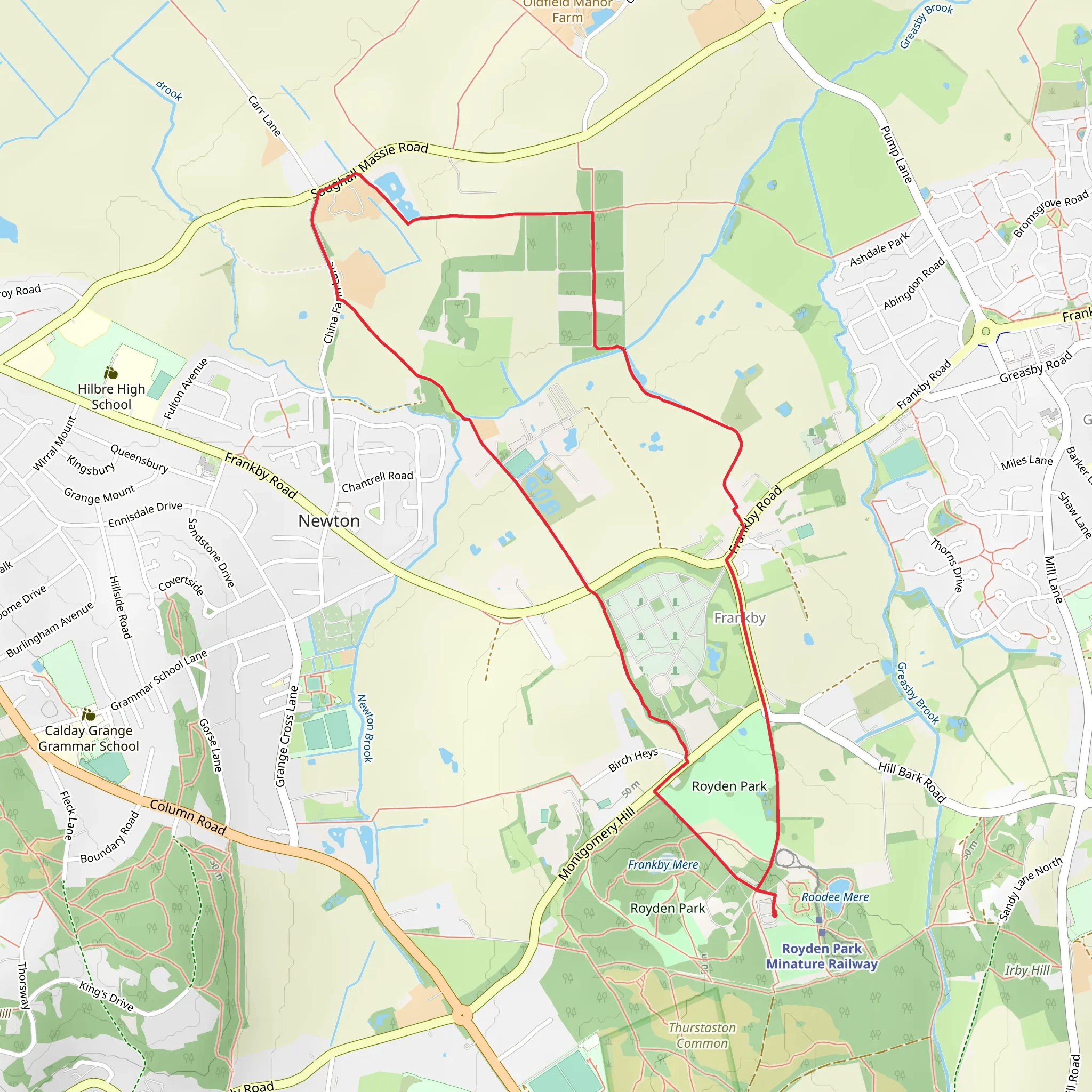 Royden Park via Footpath 3 mobile static map