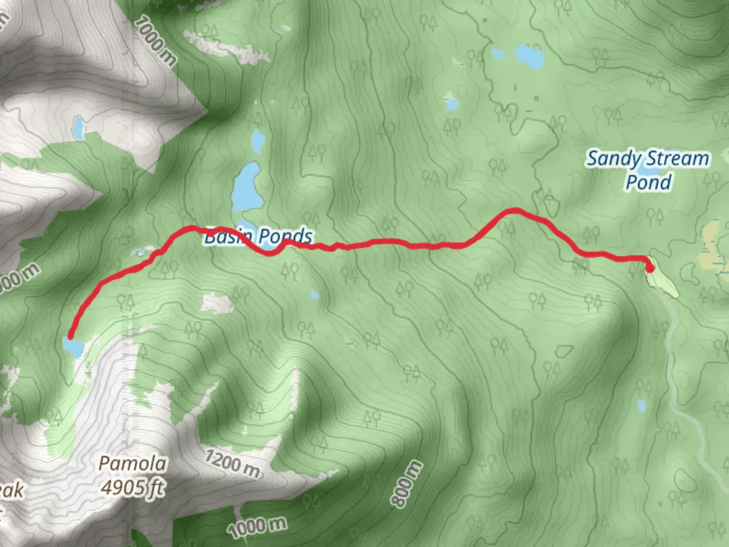 An image depicting the trail Chimney Pond Trail and its surrounding area.