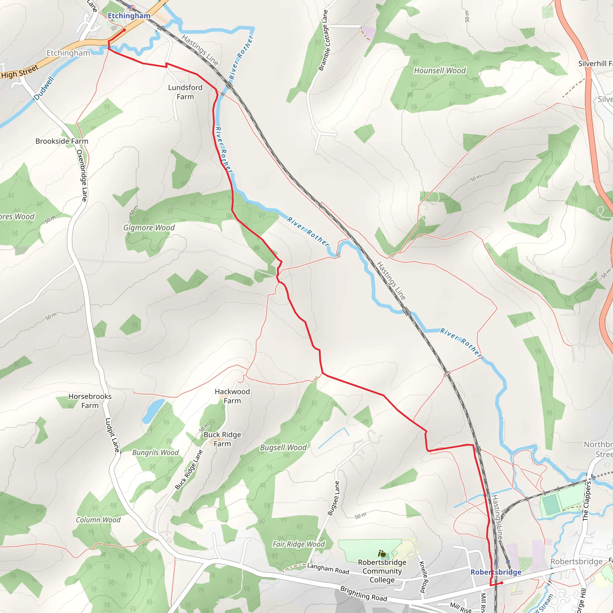 Robertsbridge to Etchingham Walk mobile static map