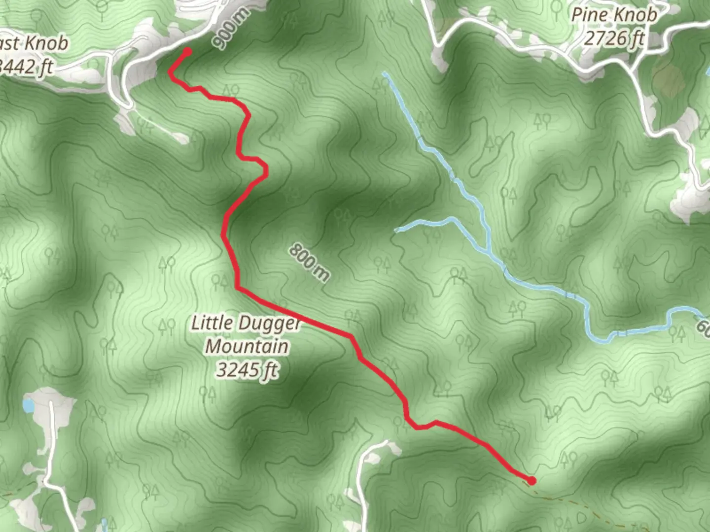 An image depicting the trail Duggerfire Tower Road Point to Point and its surrounding area.