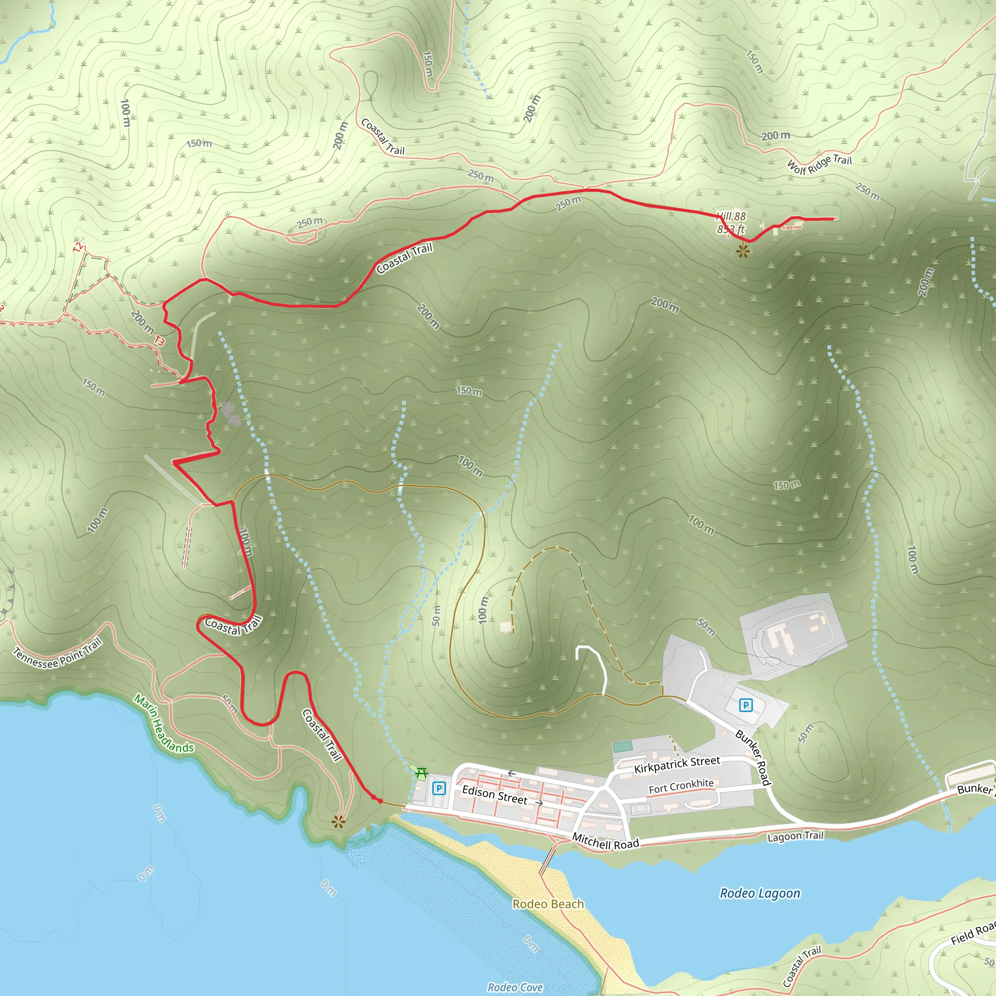 Hill 88 via California Coastal Trail mobile static map