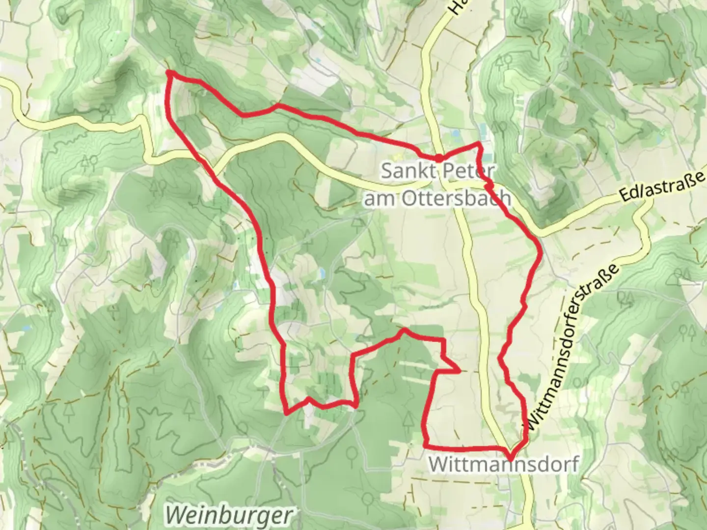 An image depicting the trail Wein & Mühlenweg and its surrounding area.