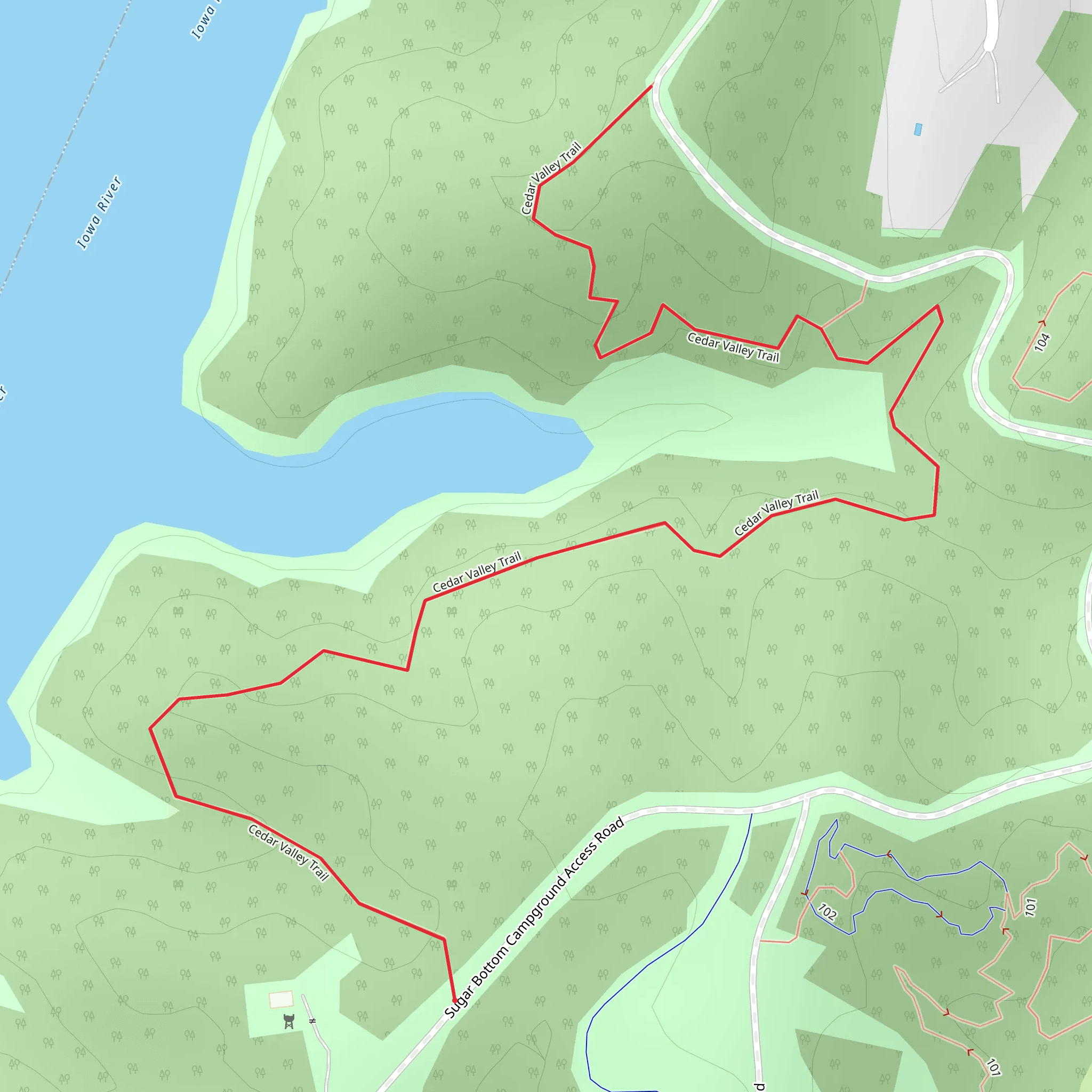 Crdar Valley Trail mobile static map