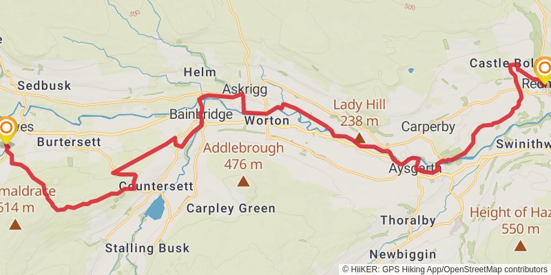 Ravenglass to Scarborough in North of England stage 9 Map