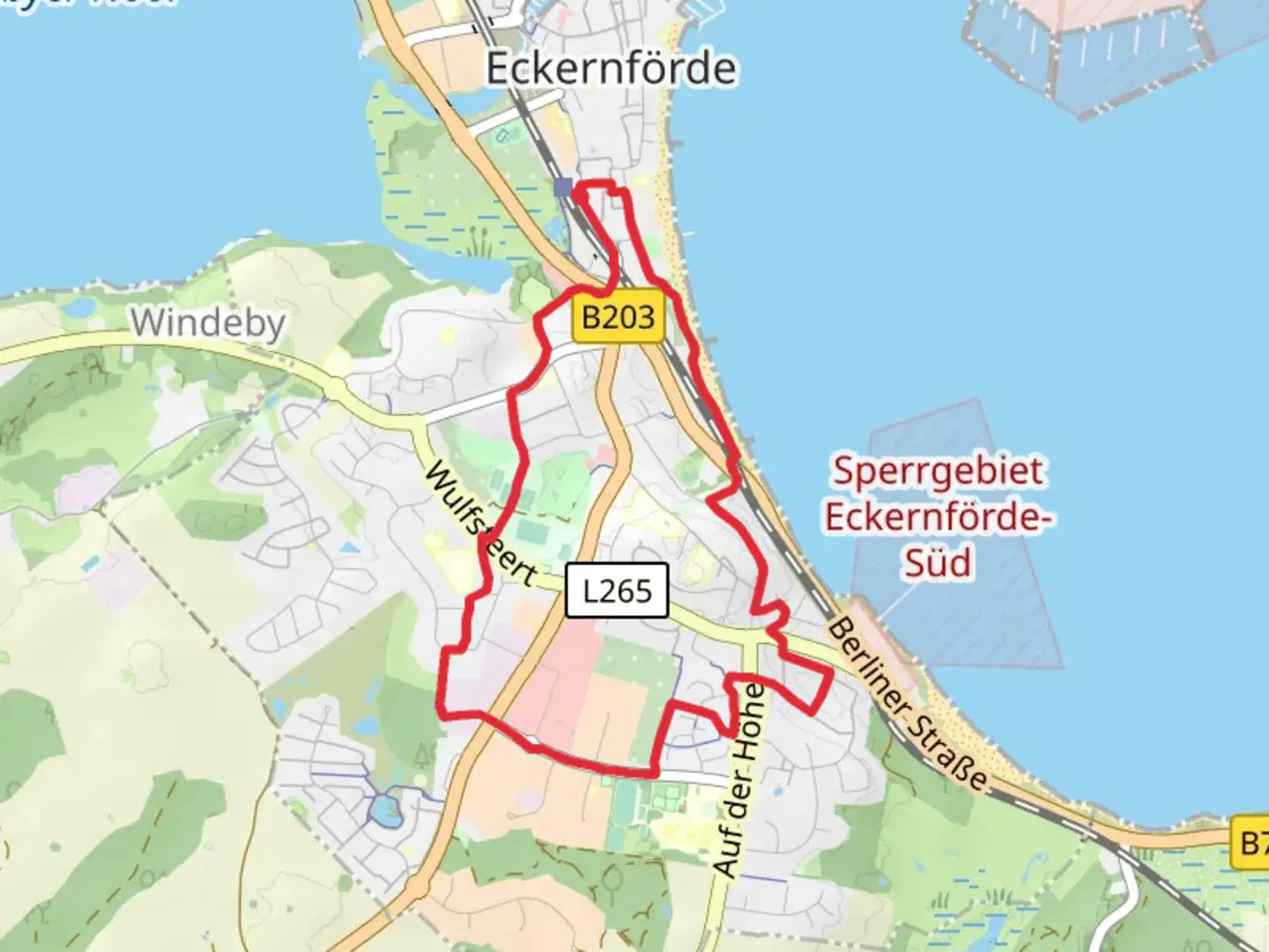 An image depicting the trail Wanderroute Eckernfoerde and its surrounding area.