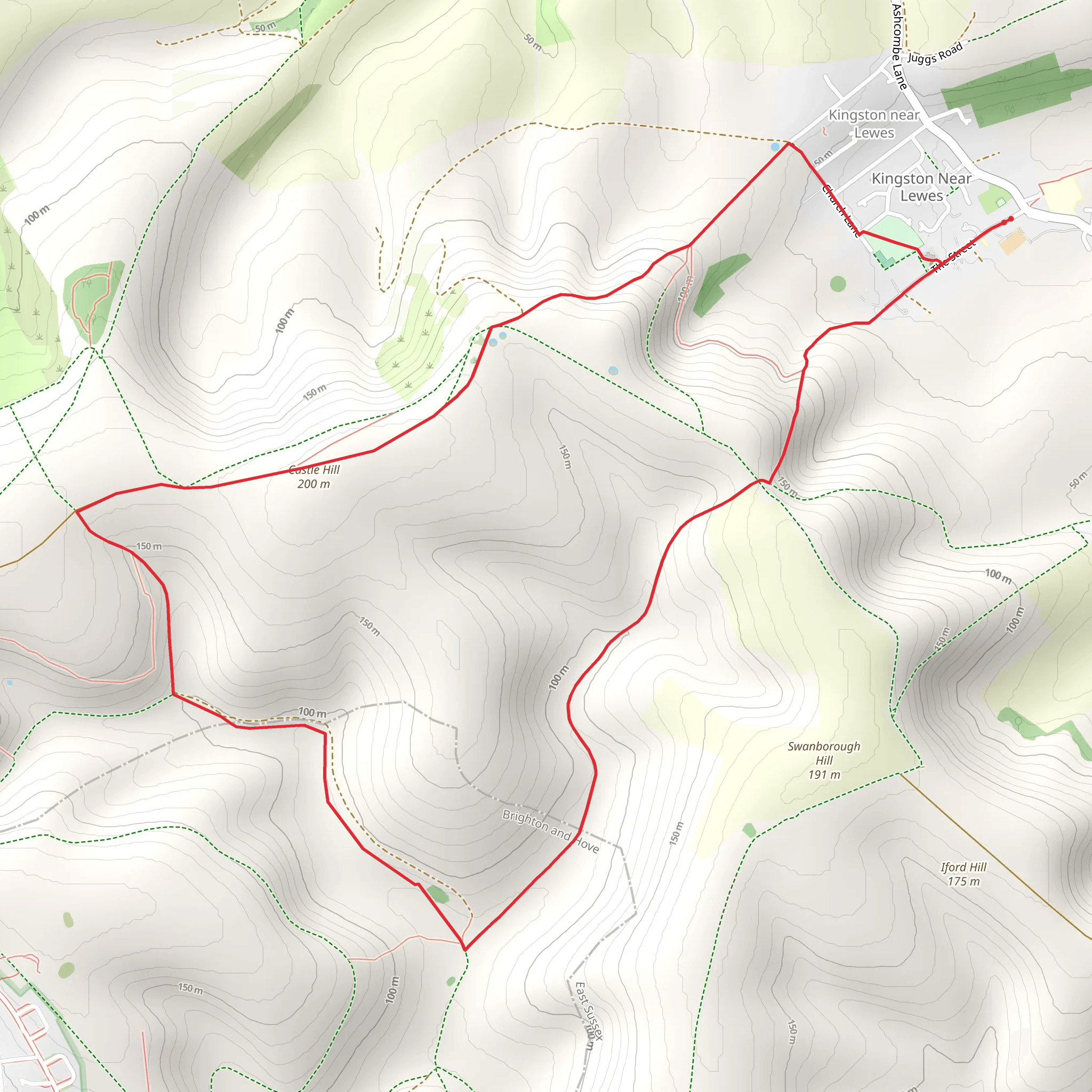 Castle Hill Loop - Kingston near Lewes mobile static map