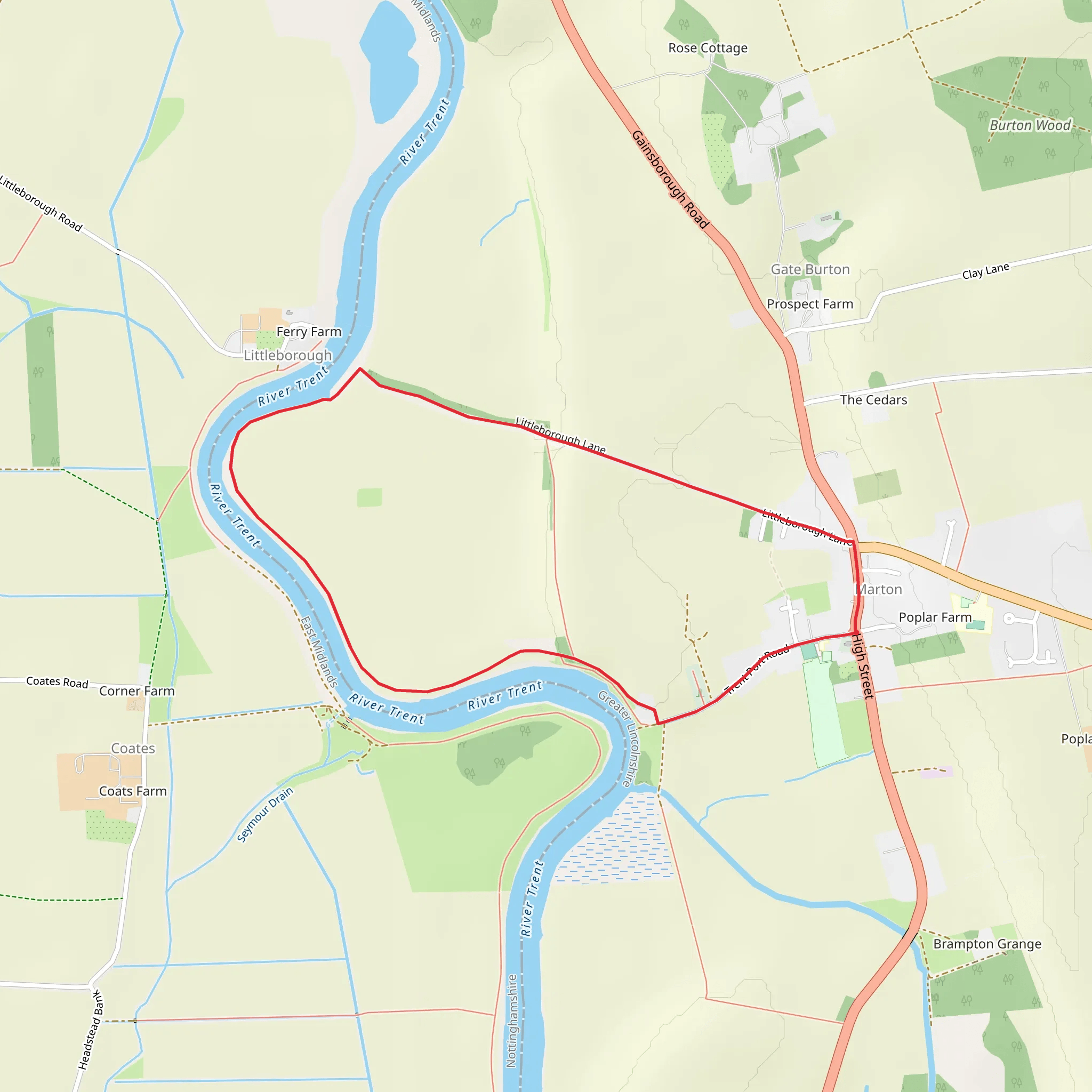 Marton and the River Trent mobile static map