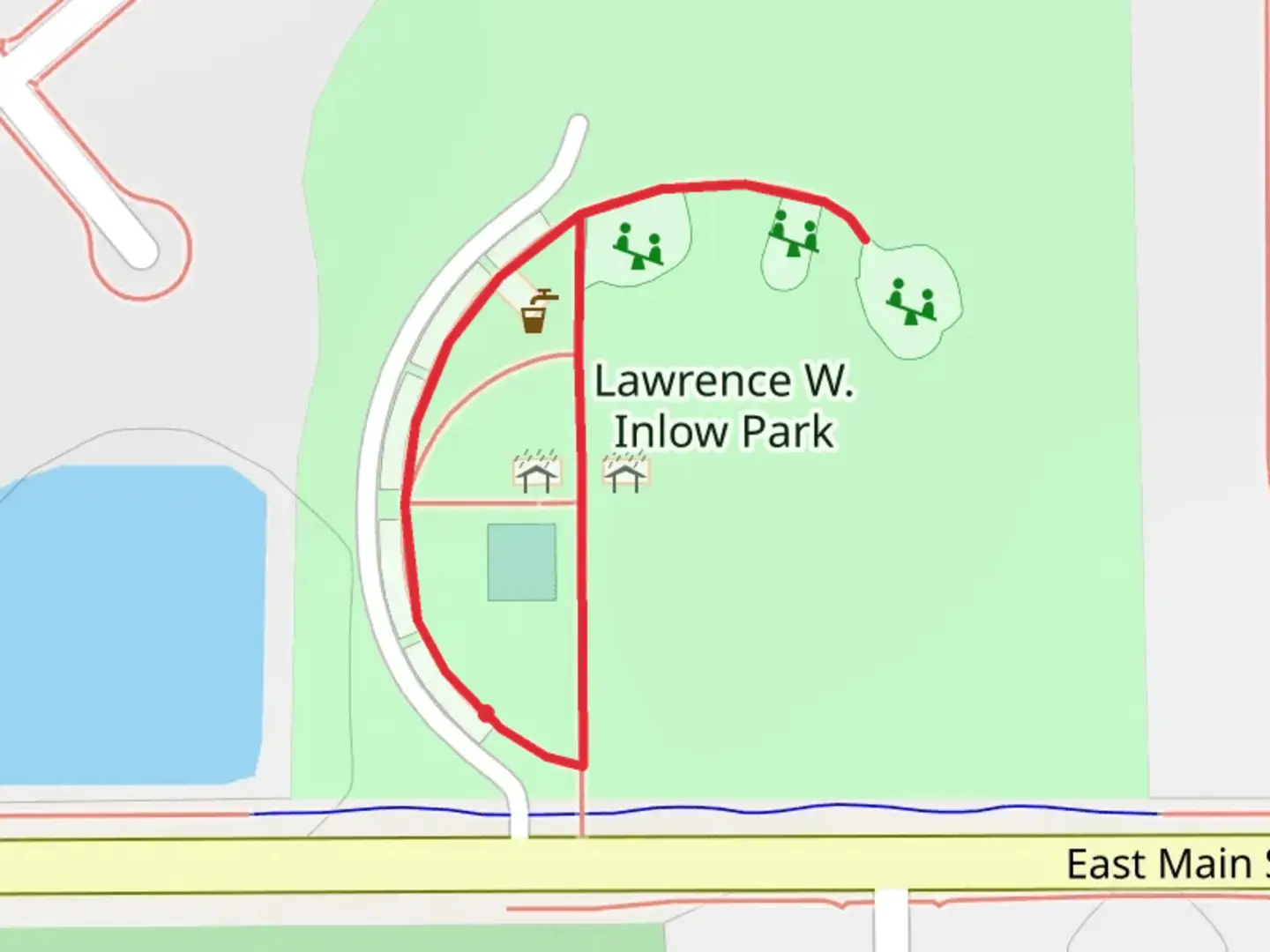 An image depicting the trail Lawrence W Inlow Park Loop and its surrounding area.
