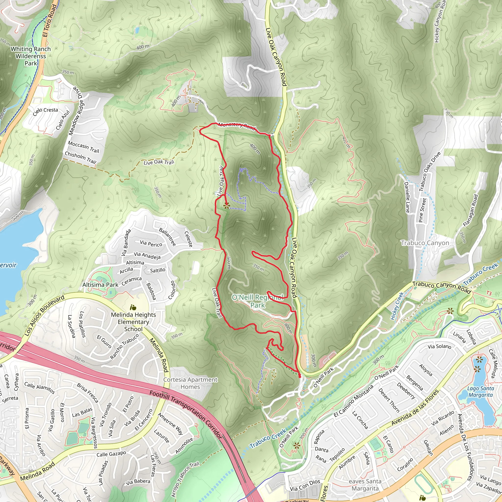 Live Oak Canyon Trail and Hoffman Homestead Trail Loop mobile static map