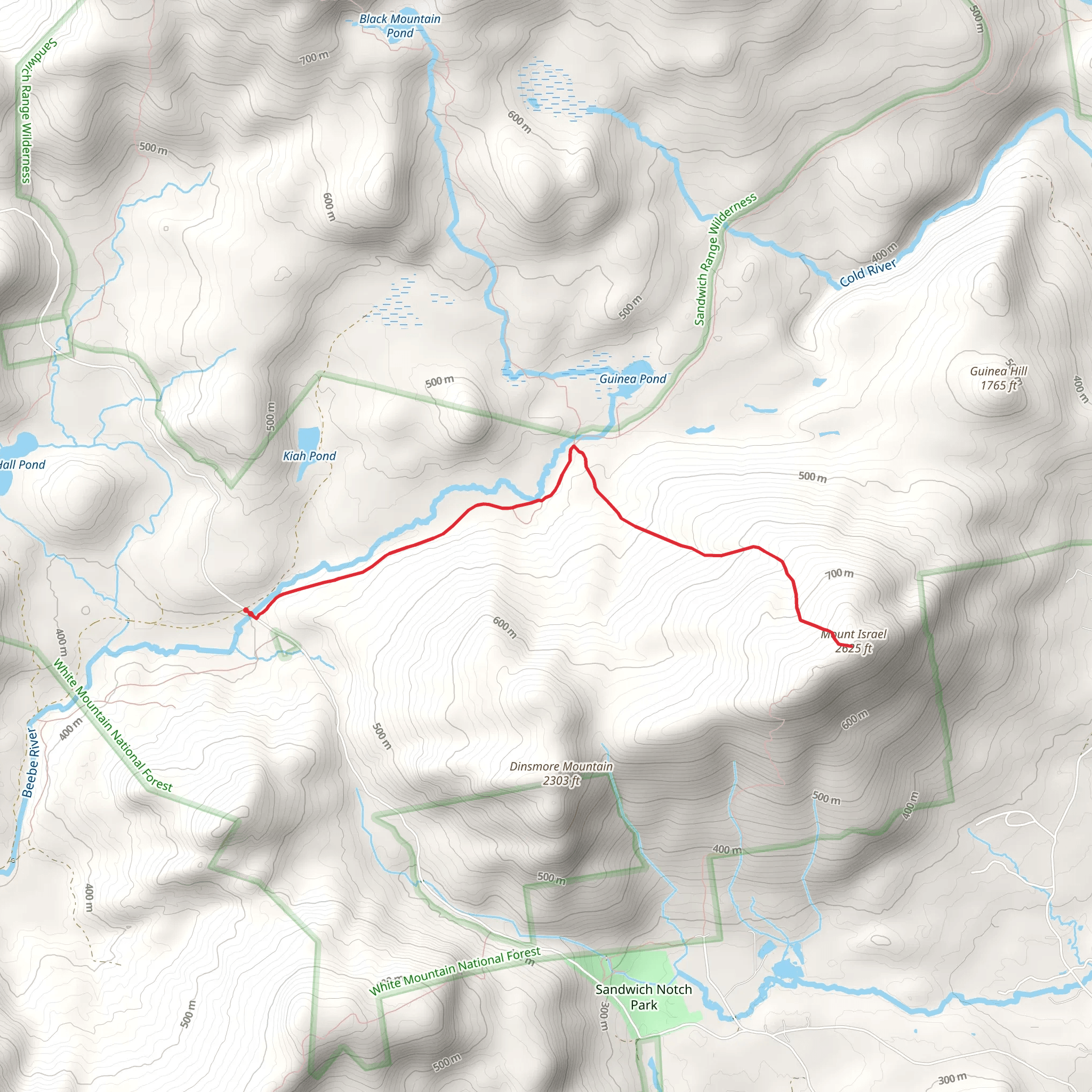 Mount Israel Out and Back mobile static map