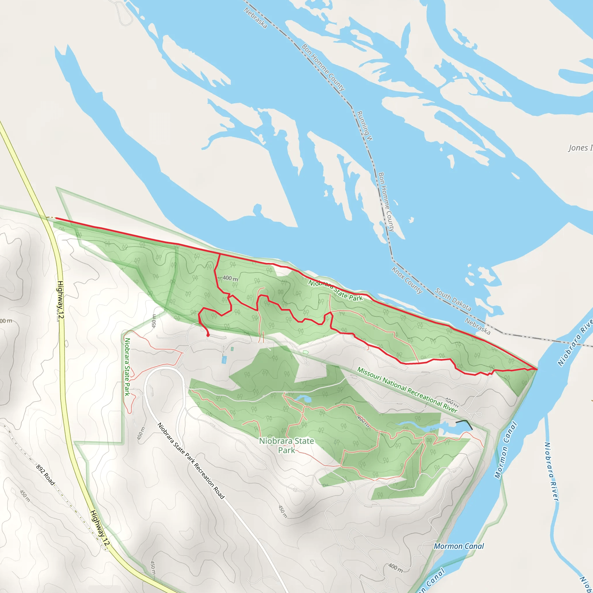 Niobrara River and Mormon Canal Loop mobile static map