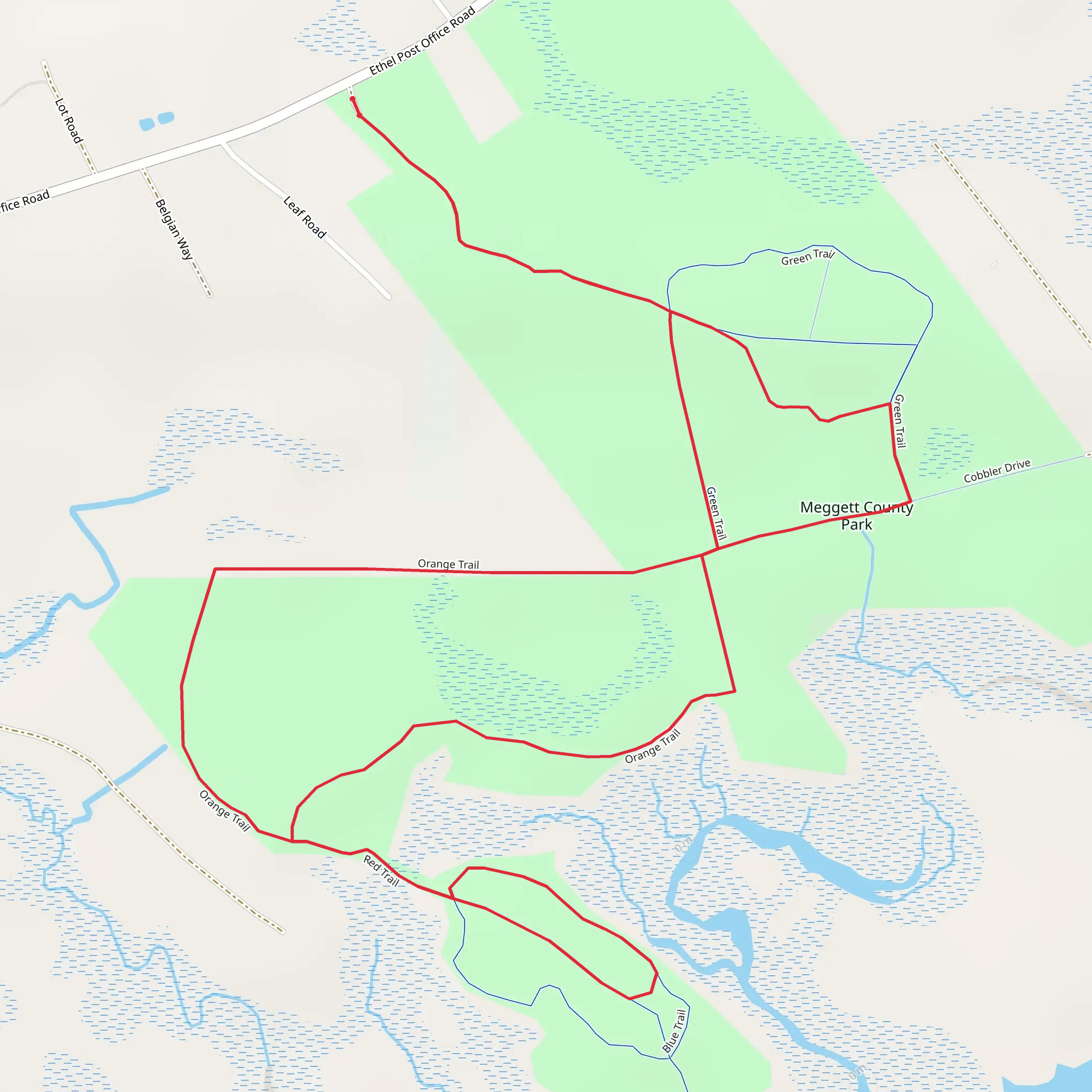Meggett County Park Loop mobile static map