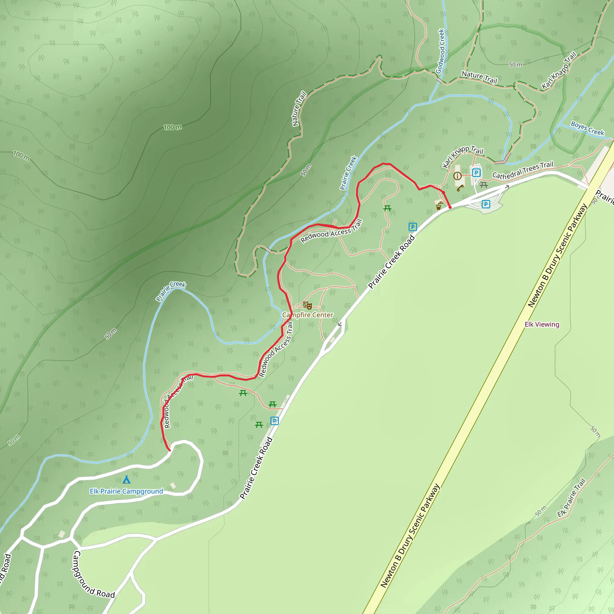 Redwood Access Trail mobile static map