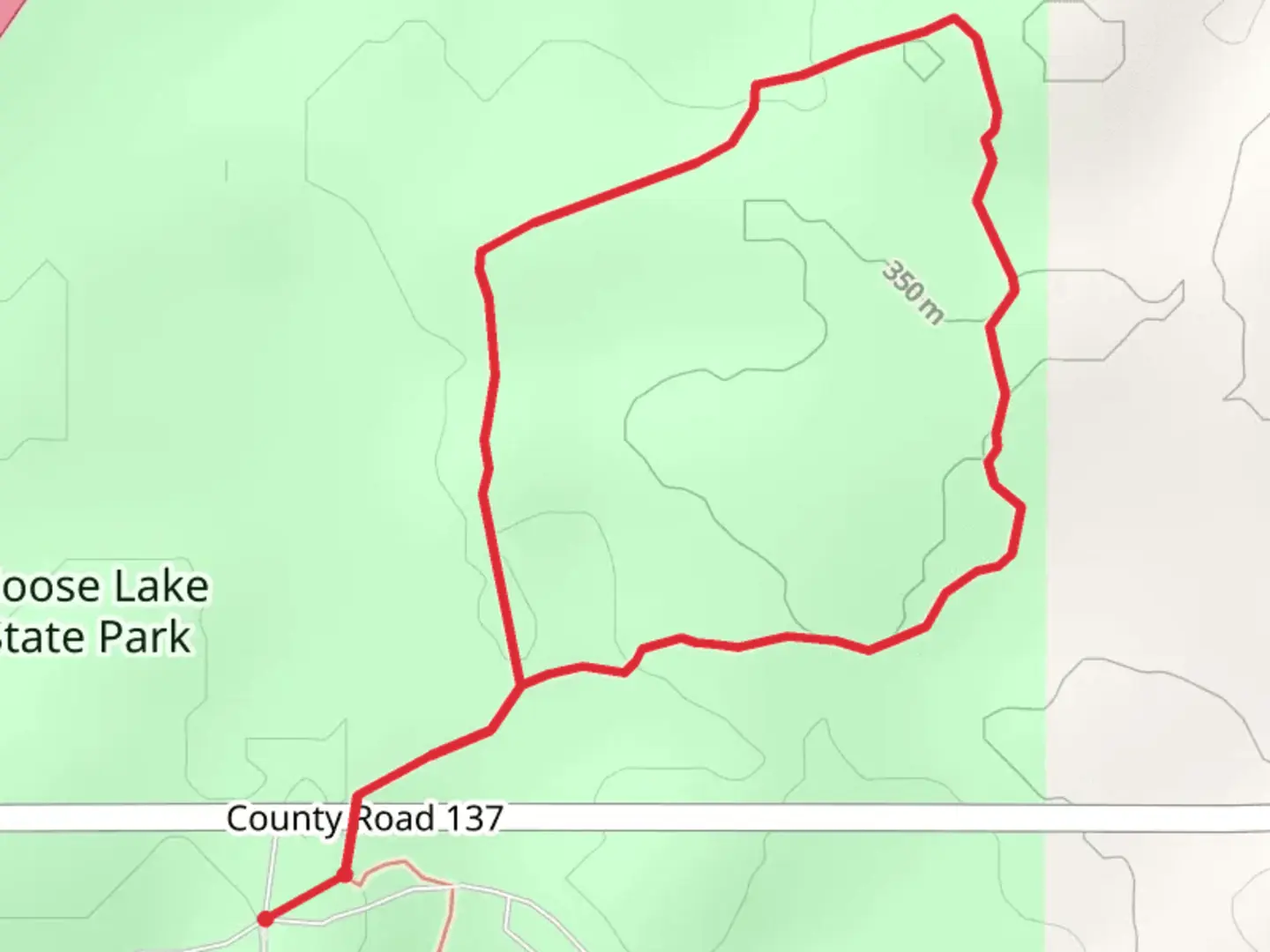 An image depicting the trail Moose Lake State Park Loop and its surrounding area.