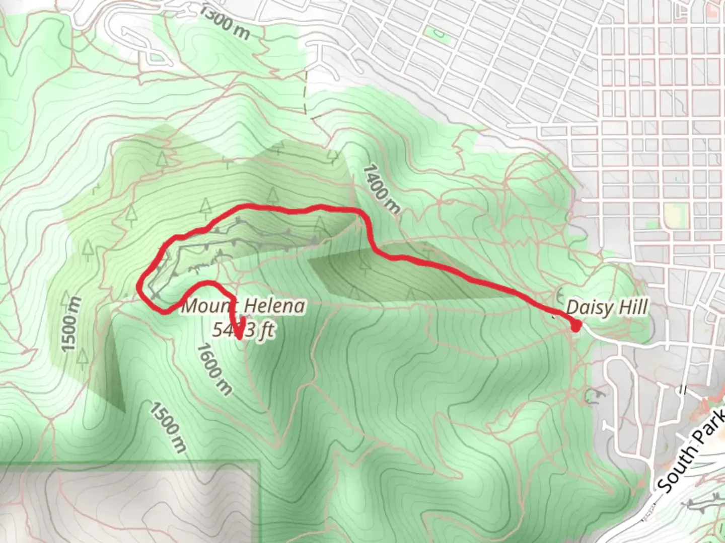 An image depicting the trail Mount Helena from Daisy Hill and its surrounding area.