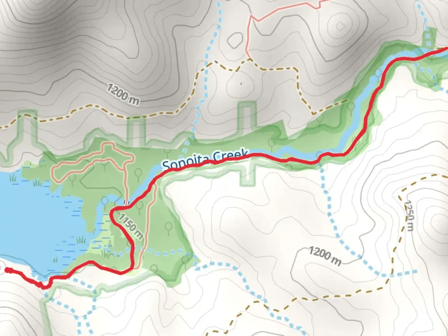 An image depicting the trail Sonoita Creek Trail and its surrounding area.