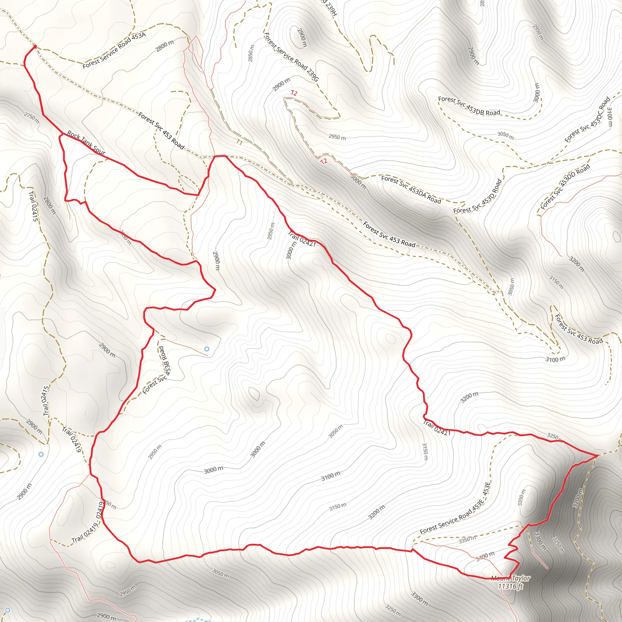 Mount Taylor Loop via CDT mobile static map