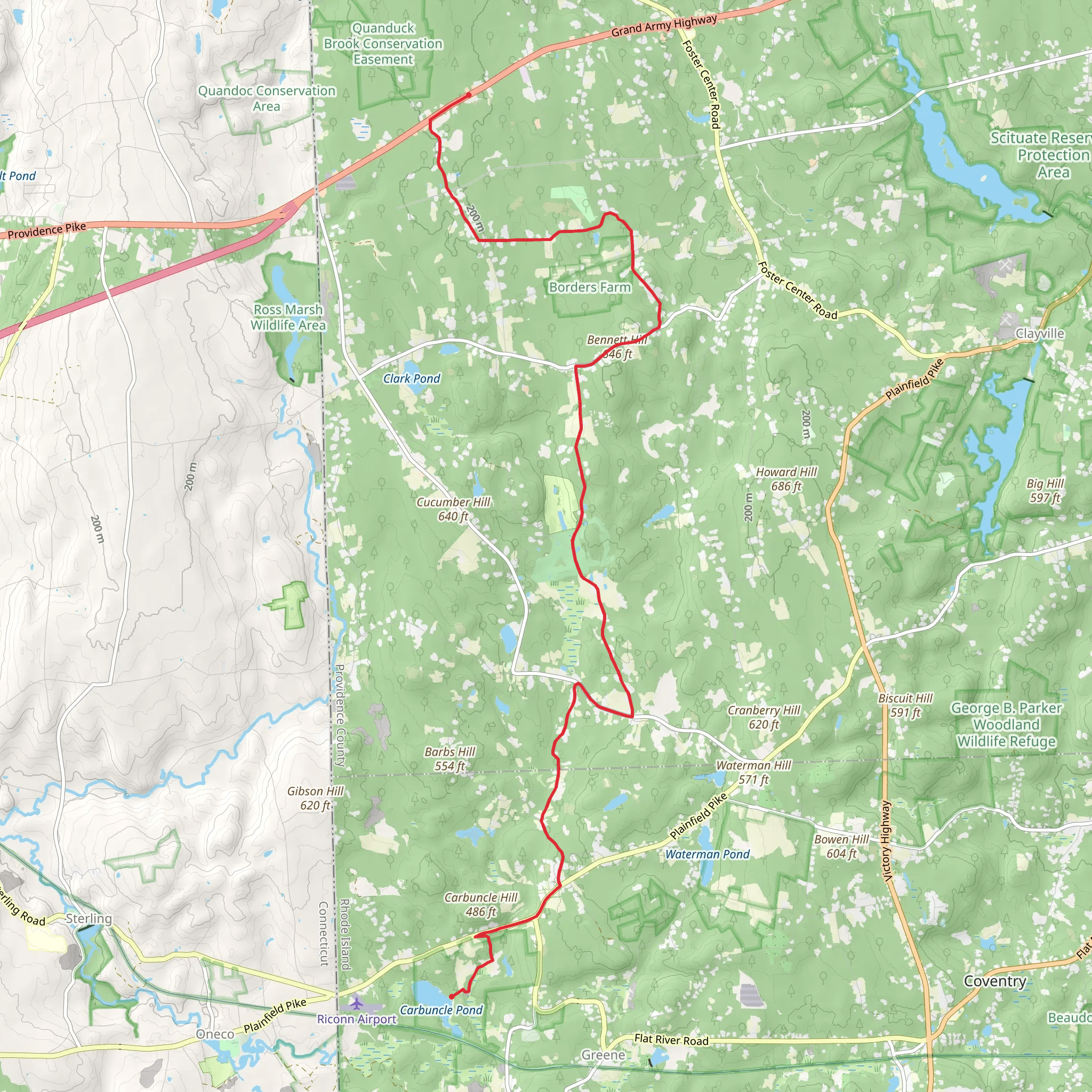 North South Trail from Carbuncle Pond mobile static map