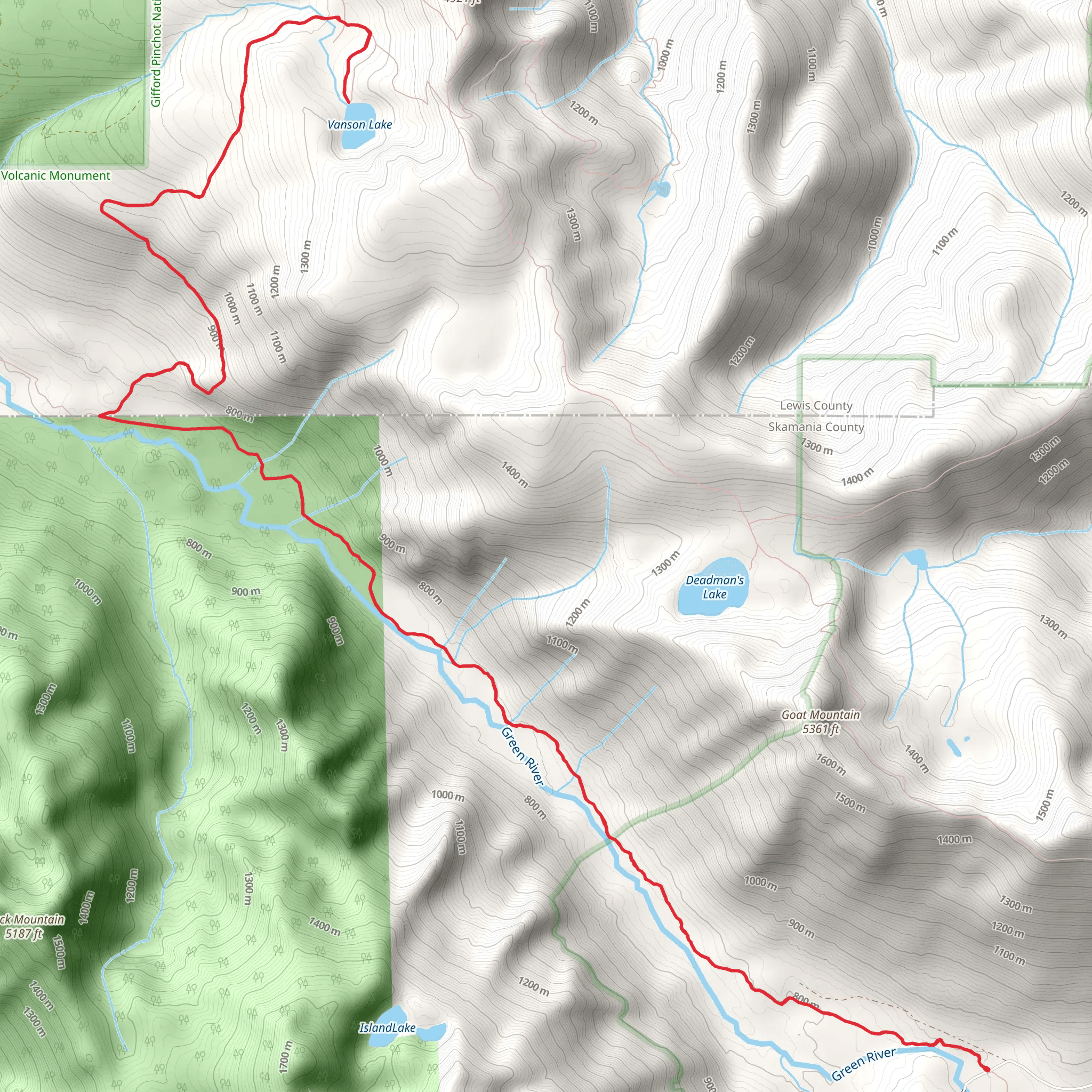 Vanson Lake via Green River Trail mobile static map