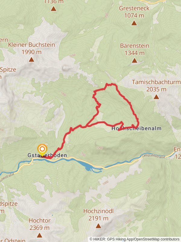 Gstatterboden to Ennstaler Hut Trail mobile static map