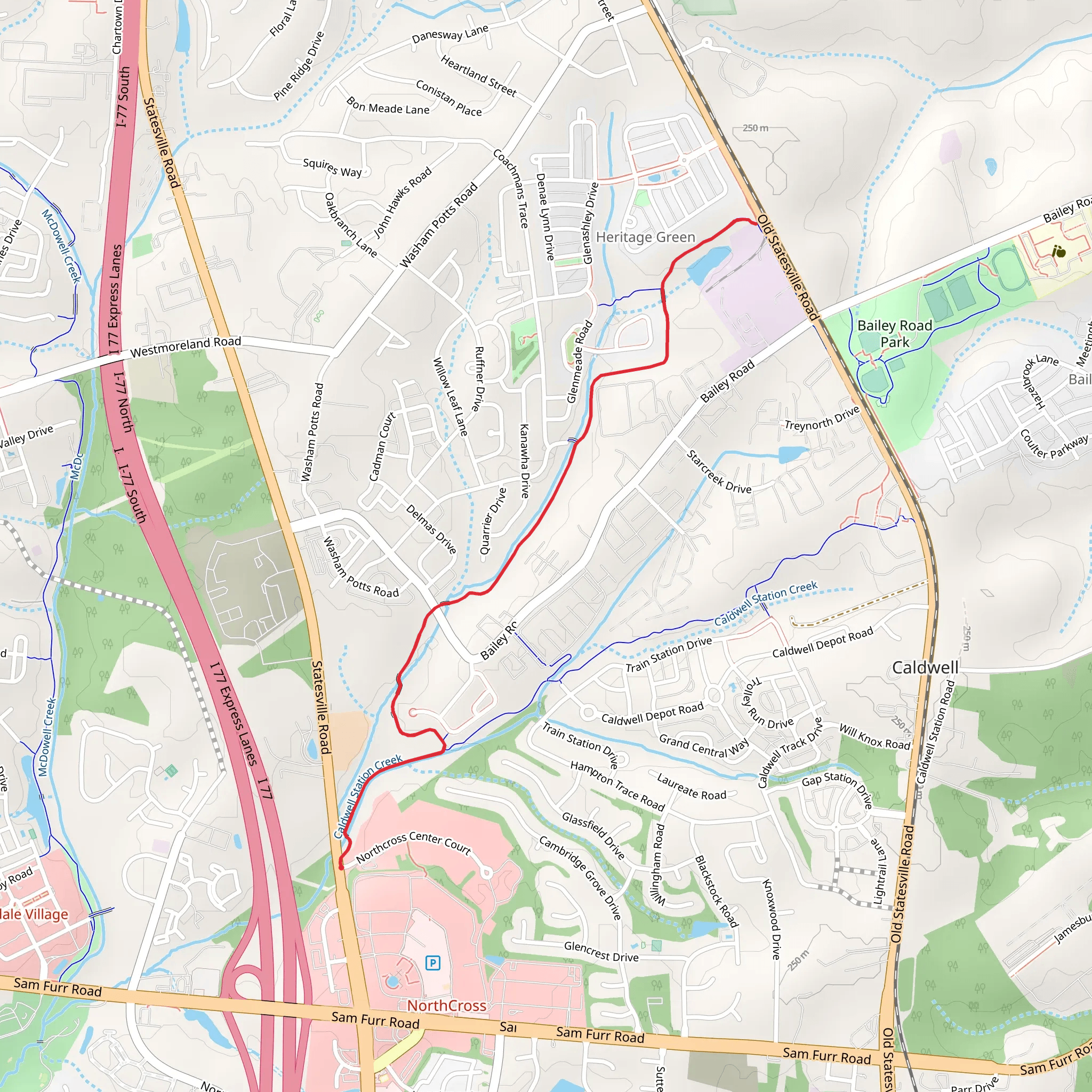 Caldwell Station Creek Greenway mobile static map